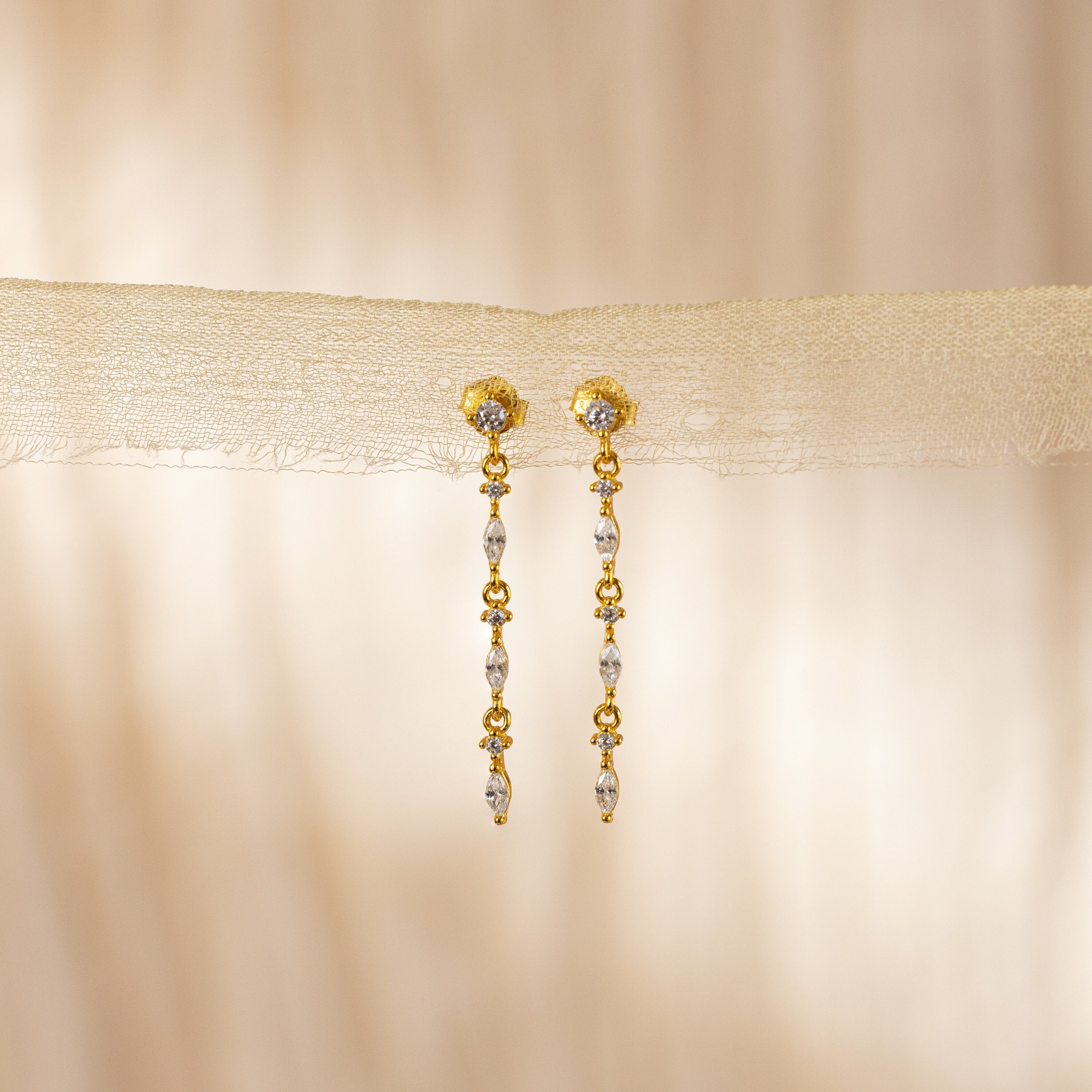 Dainty Diamond Drop Earrings