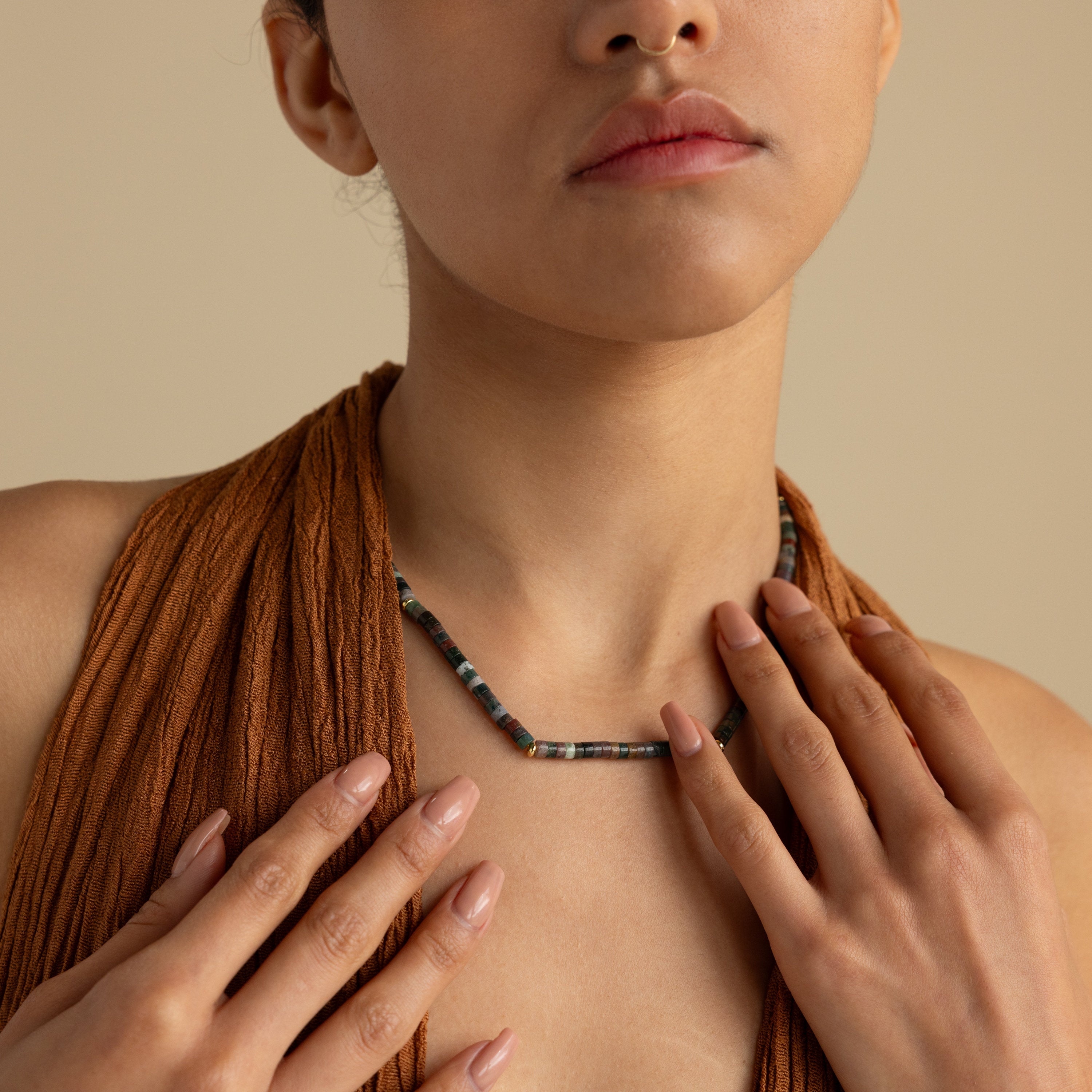 Moss Agate Beaded Necklace