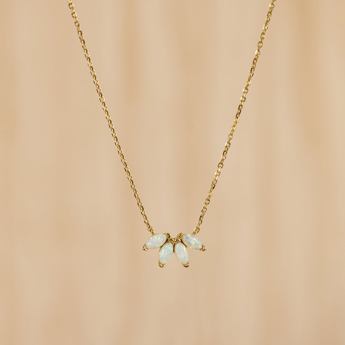 White Opal Marquise Necklace