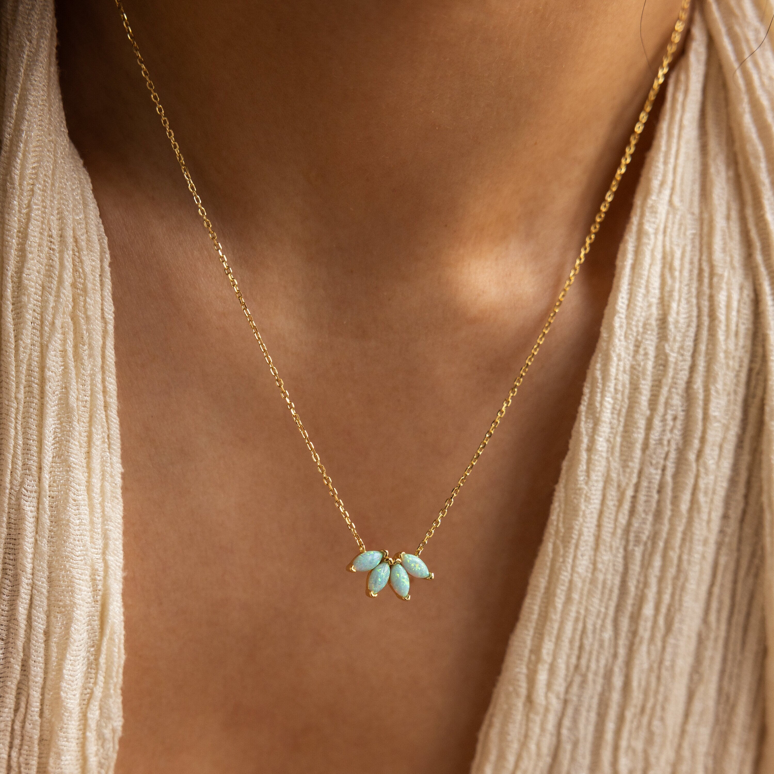 Turquoise Opal Marquise Necklace