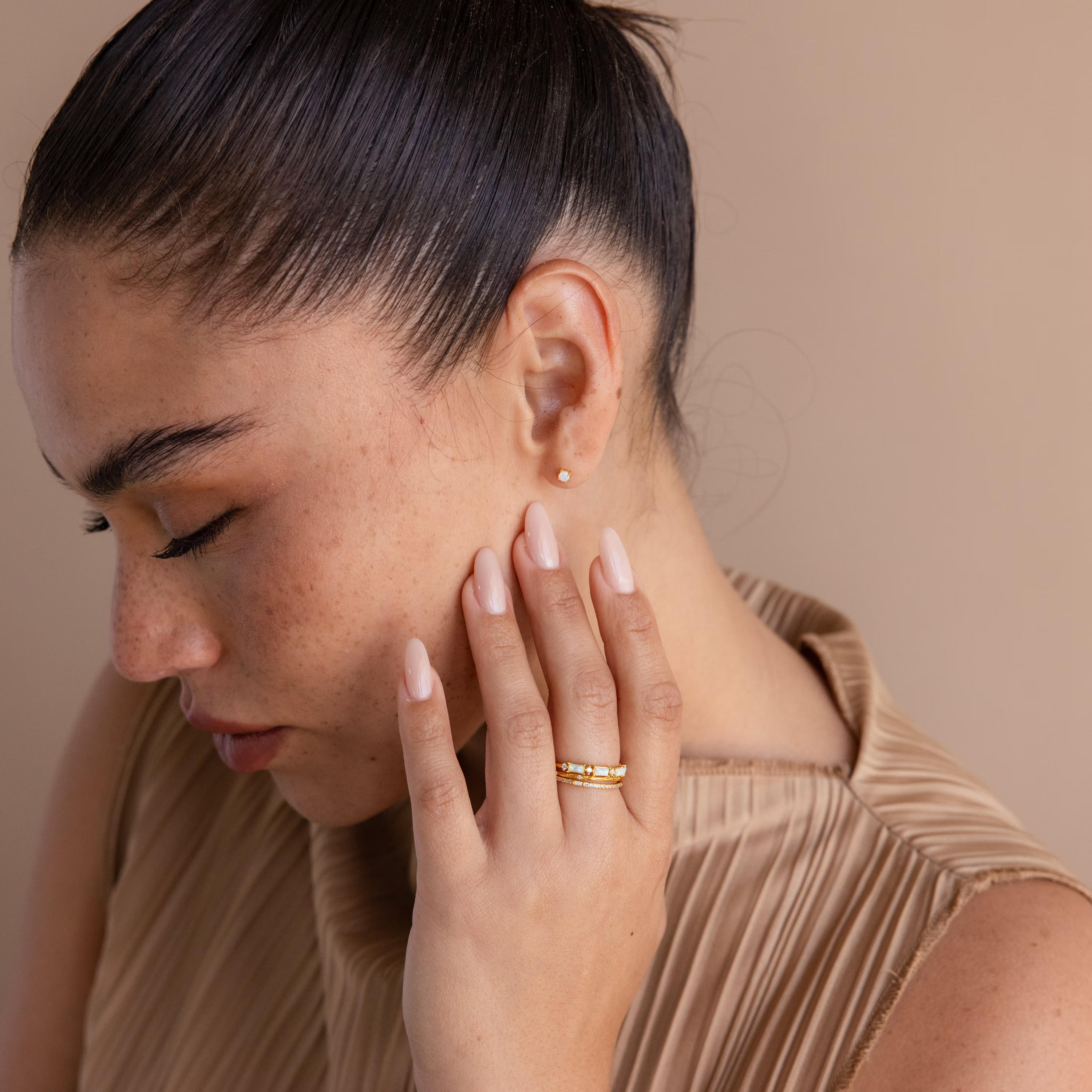 Pave Opal Ring Set