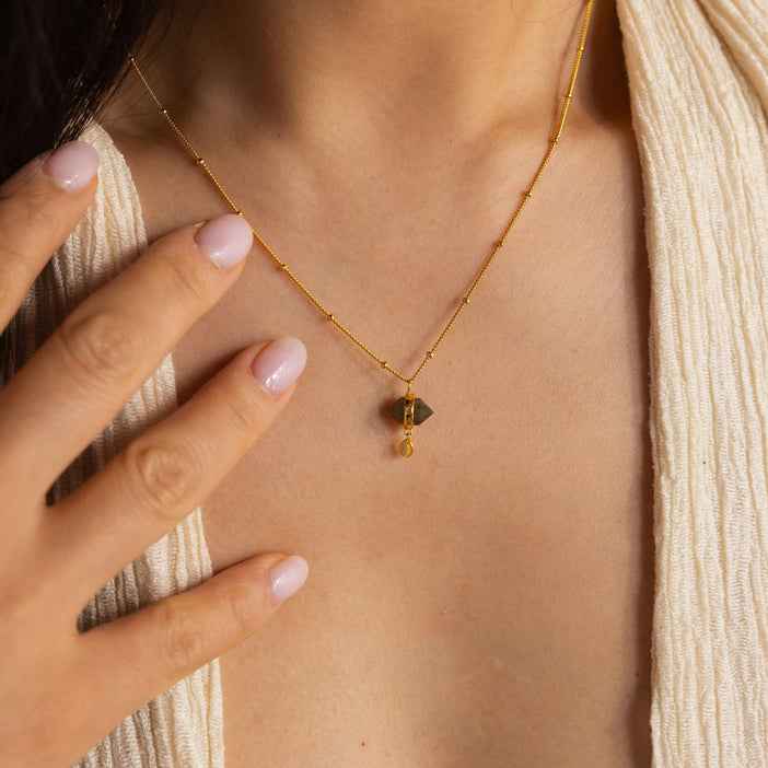 Labradorite & Moonstone Drop Necklace