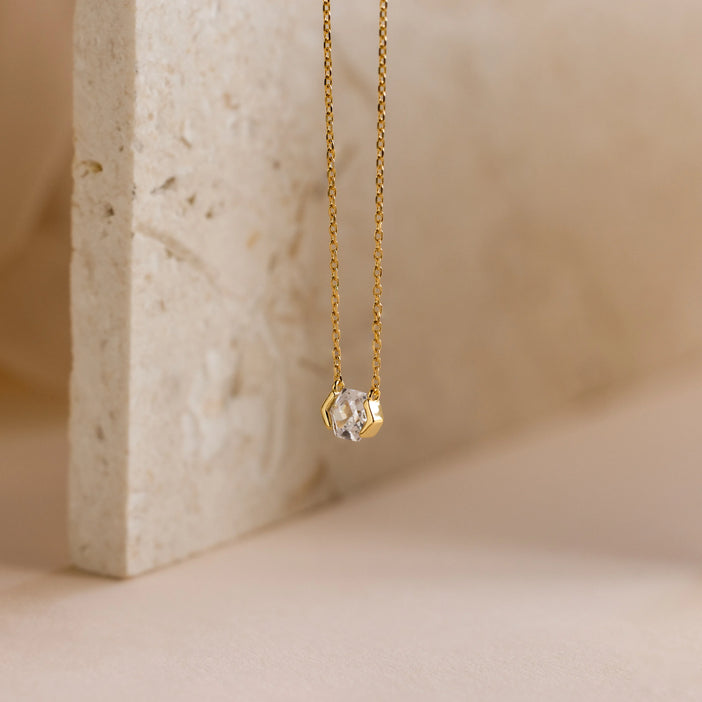 Encased Hexagon Diamond Necklace