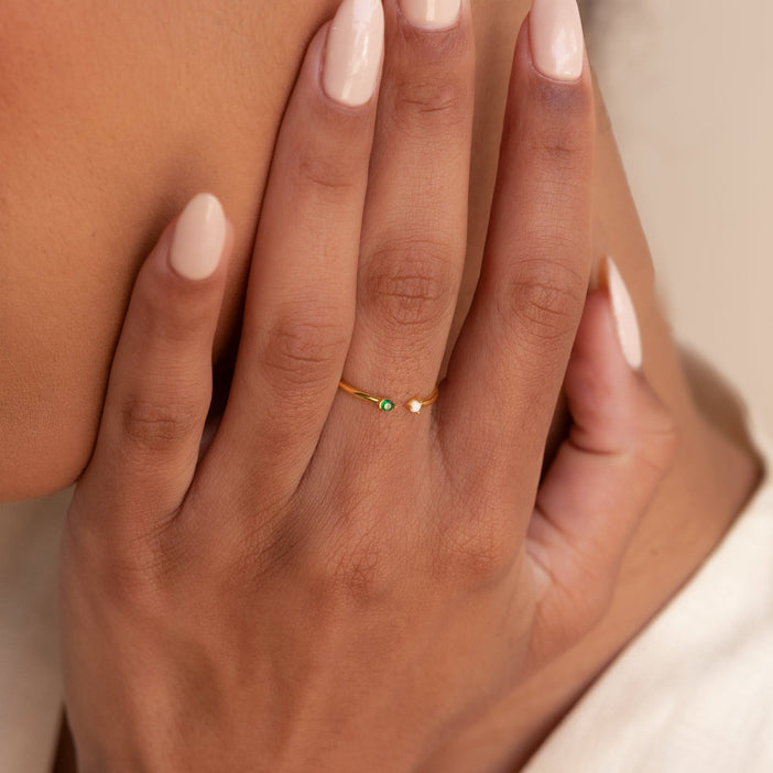 Duo Birthstone & Opal Ring