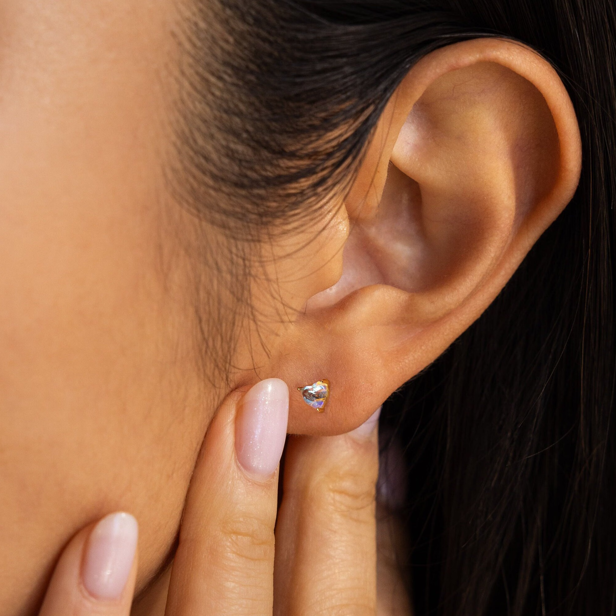 Moonstone Heart Studs