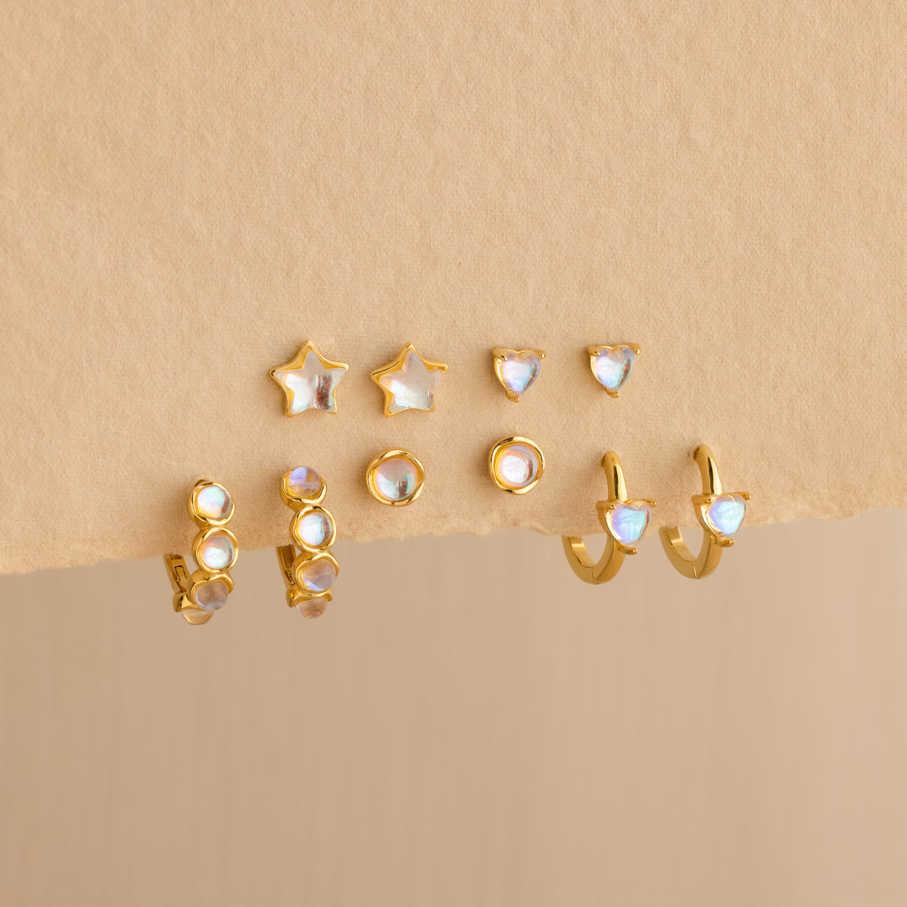 Moonstone Heart Studs