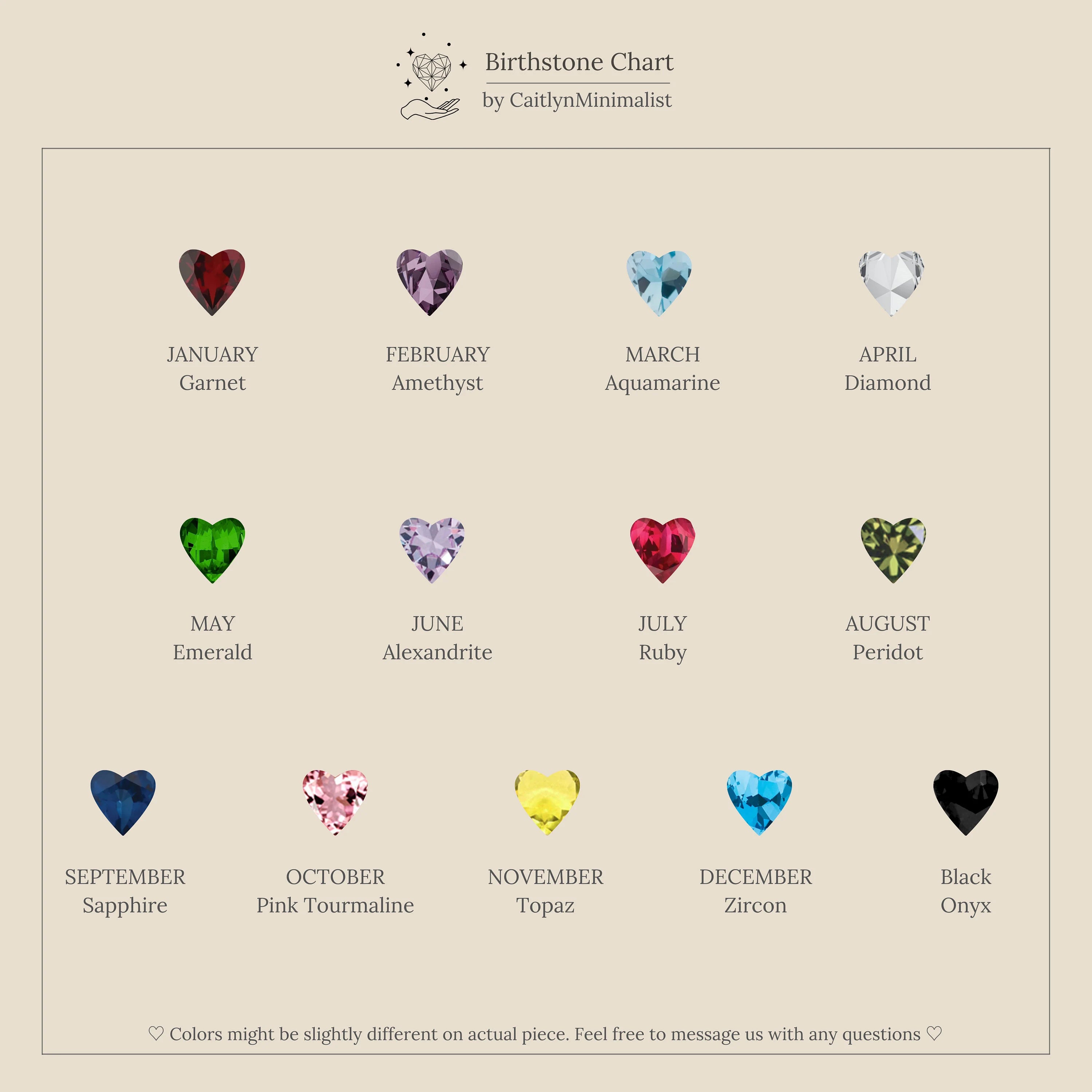 Bezel Heart Birthstone Studs