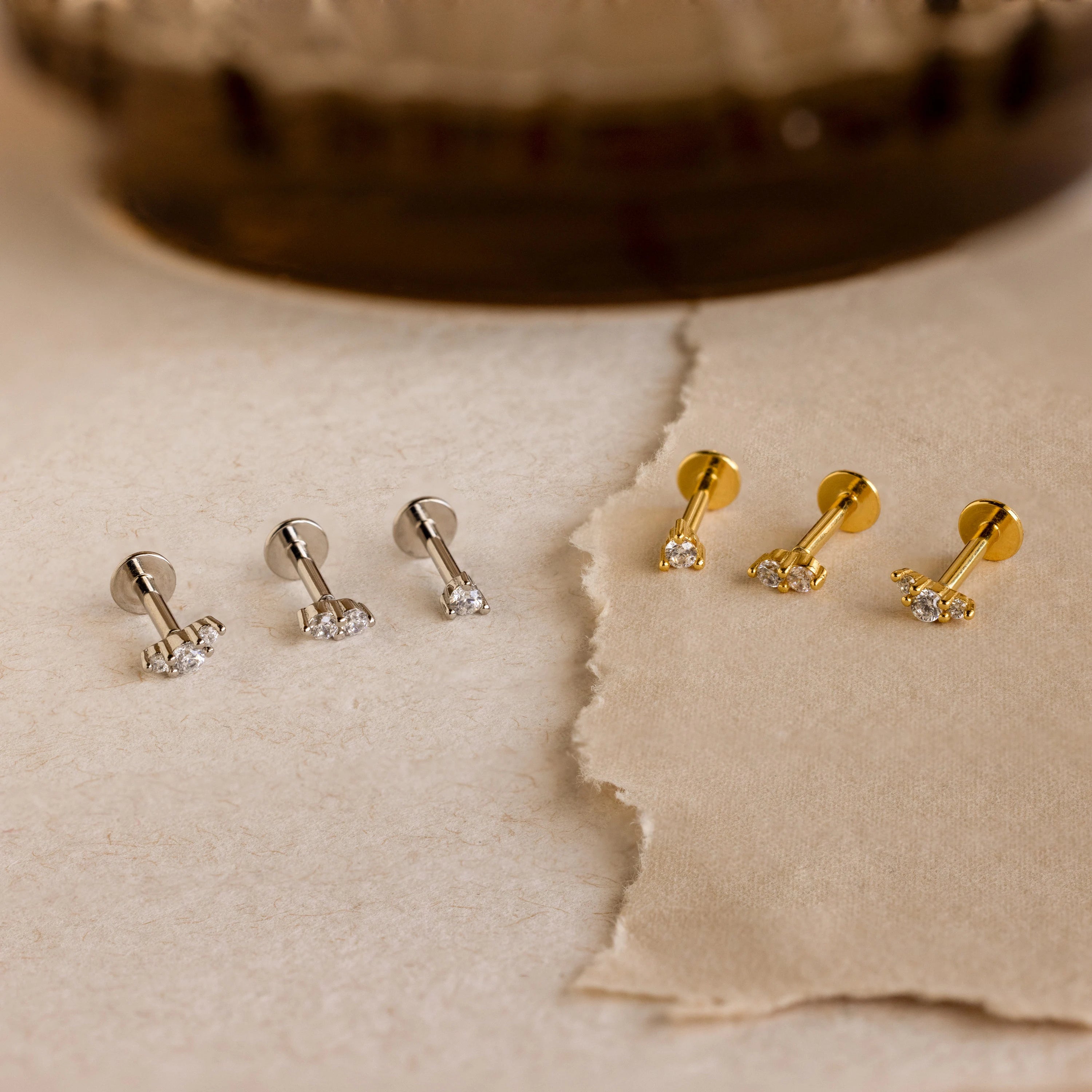 Tiny Diamond Flatback Studs Set