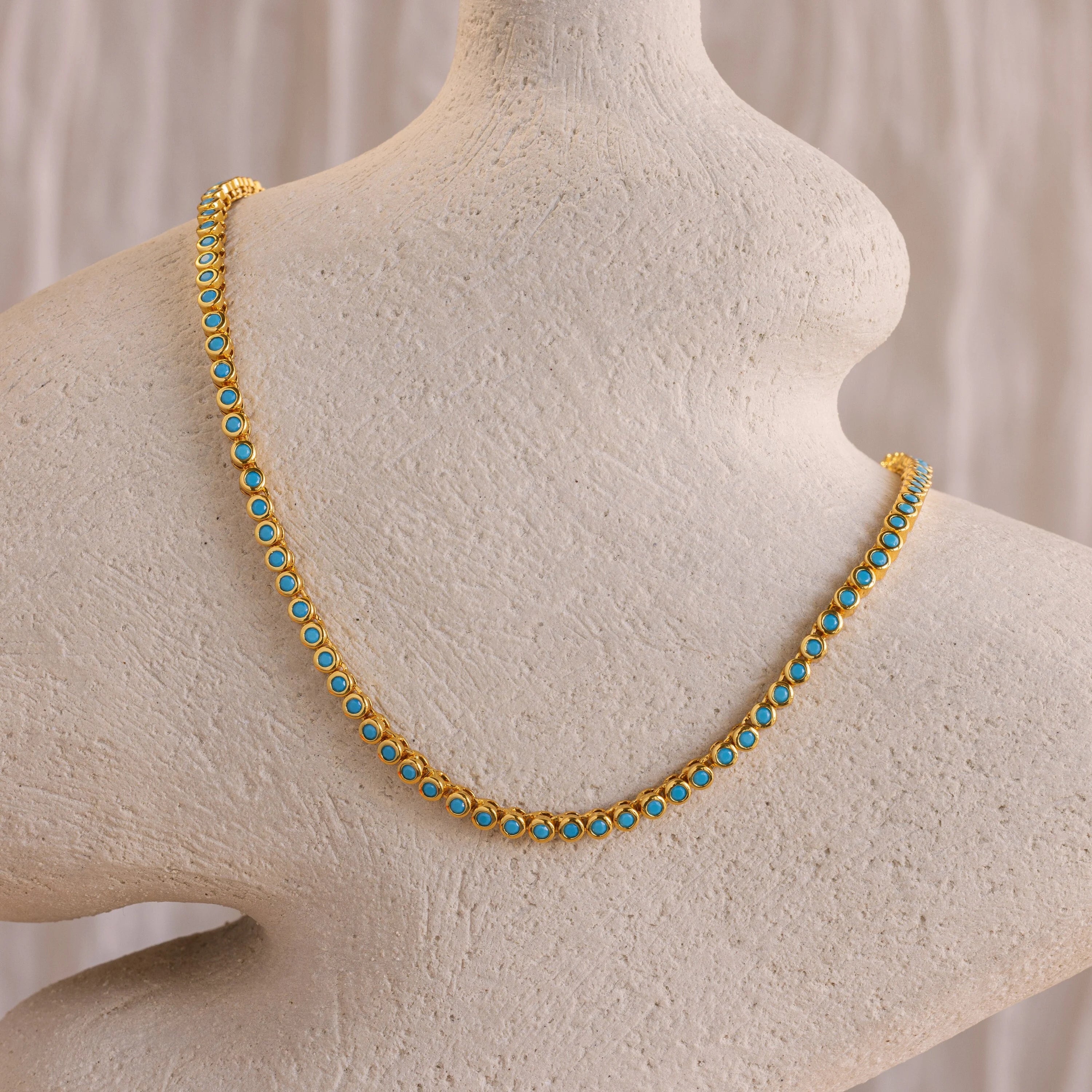 Turquoise Bezel Tennis Necklace