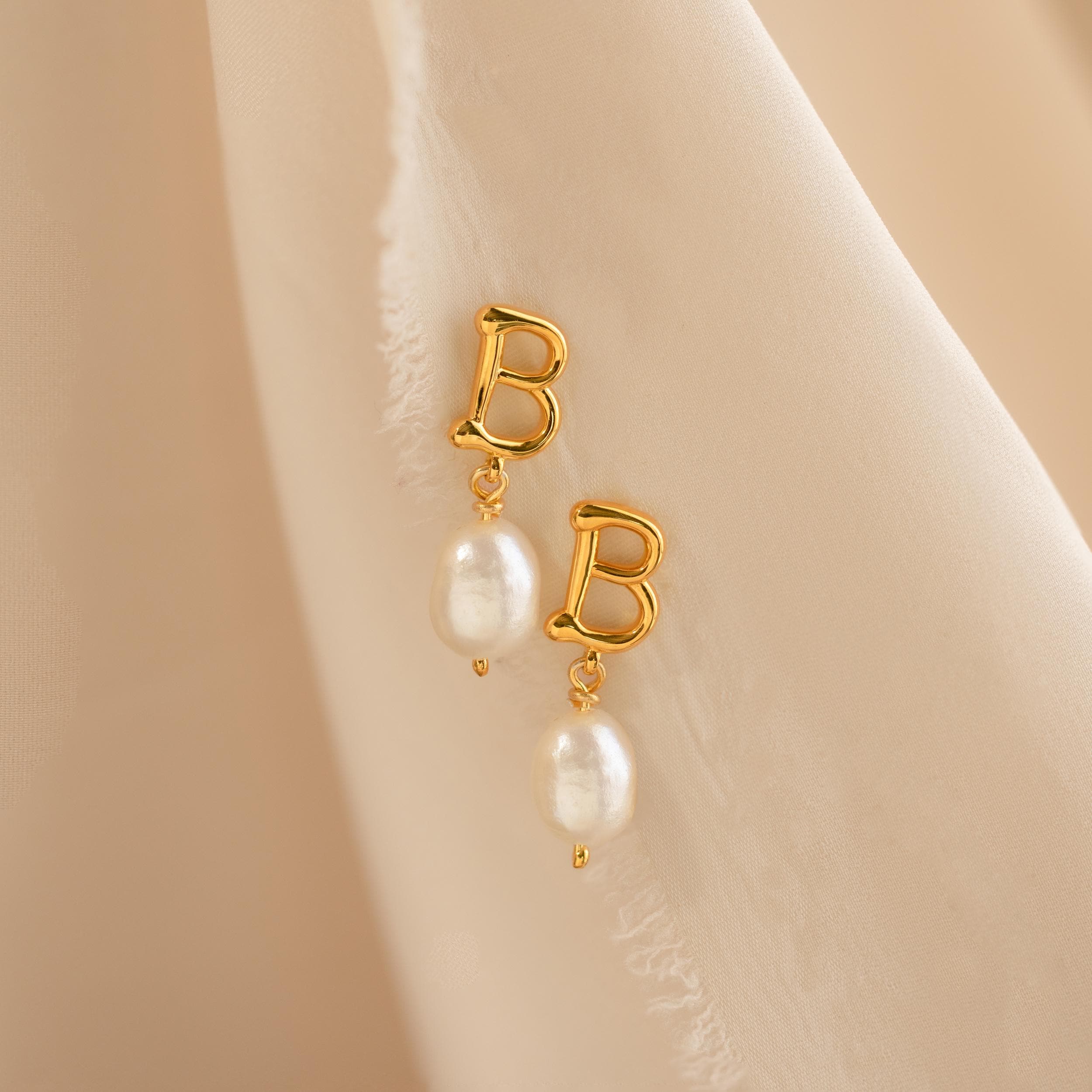 Initial Pearl Drop Studs