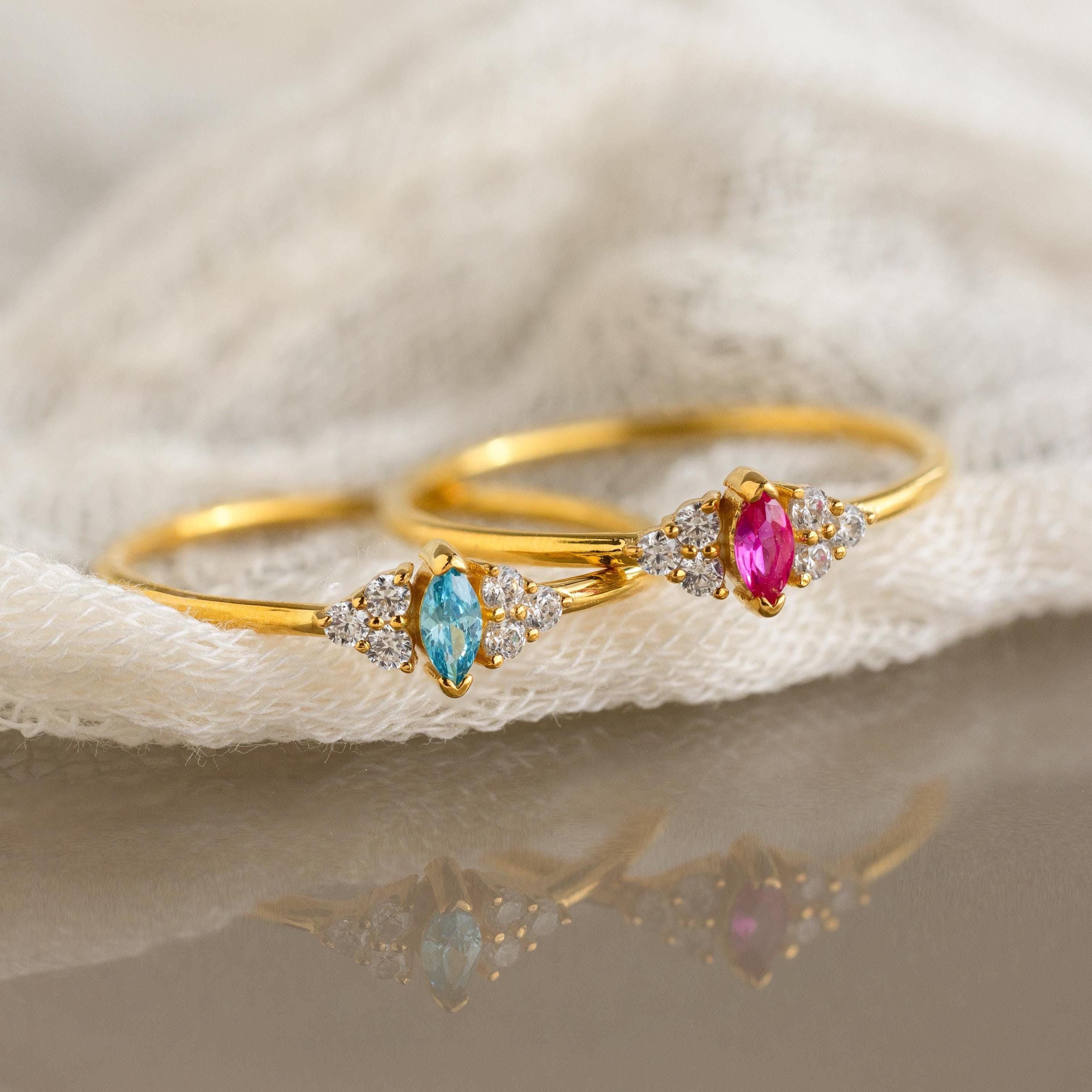 Tiny Marquise Birthstone Ring