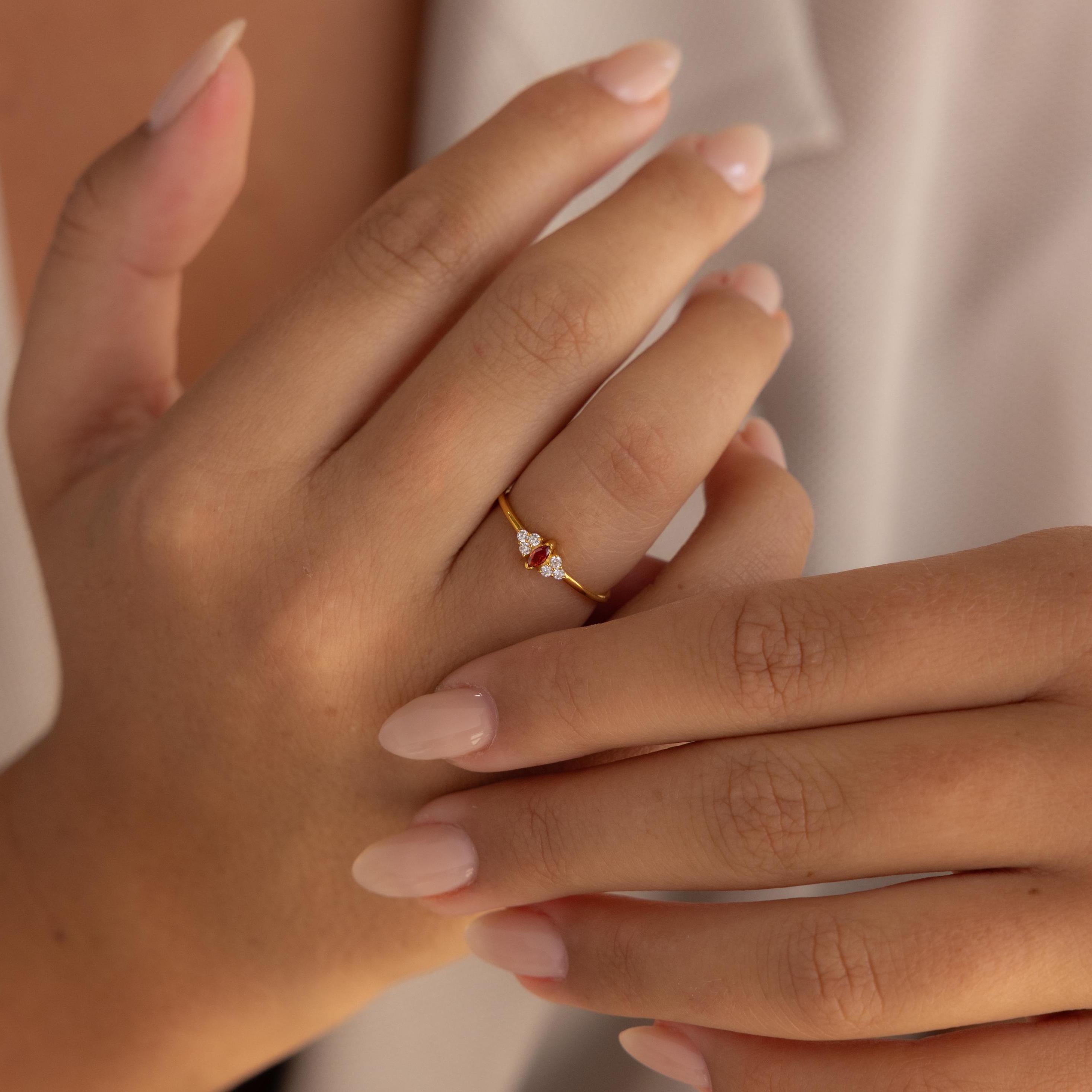 Tiny Marquise Birthstone Ring