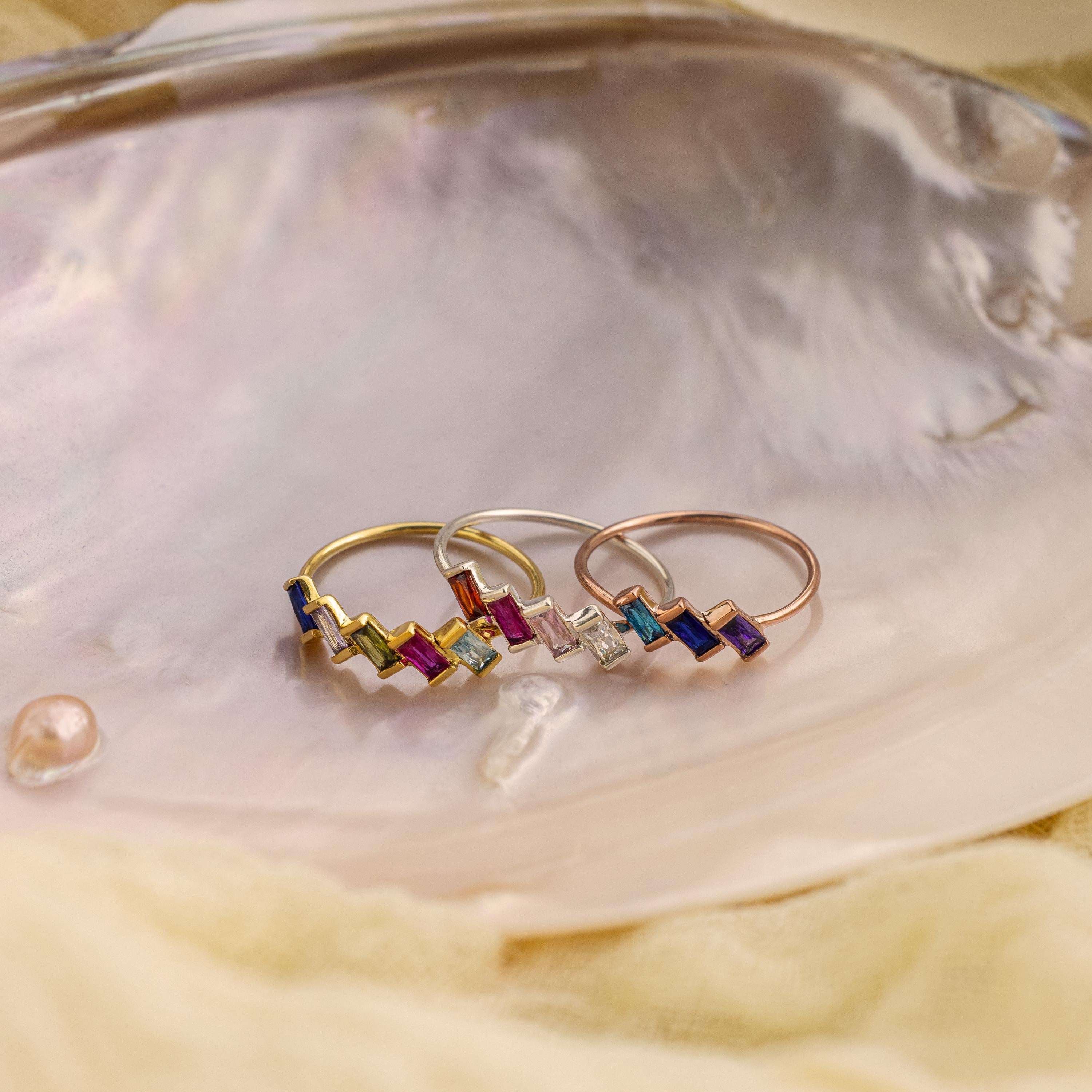 Multiple Baguette Birthstone Ring