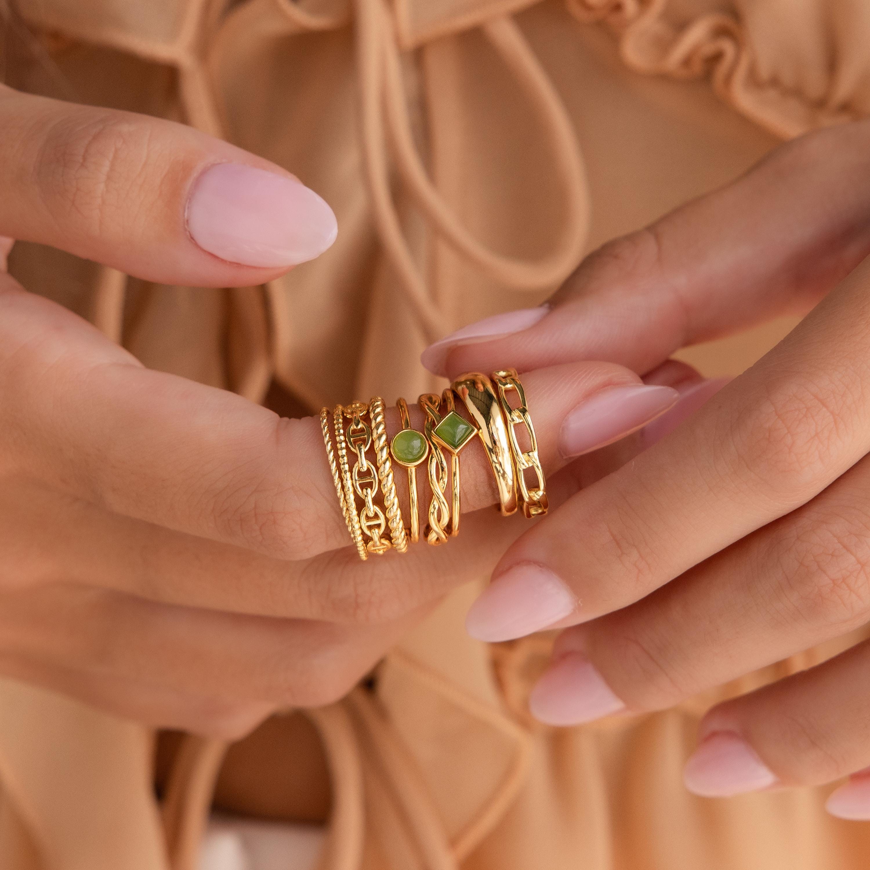 Dainty Jade Ring Set