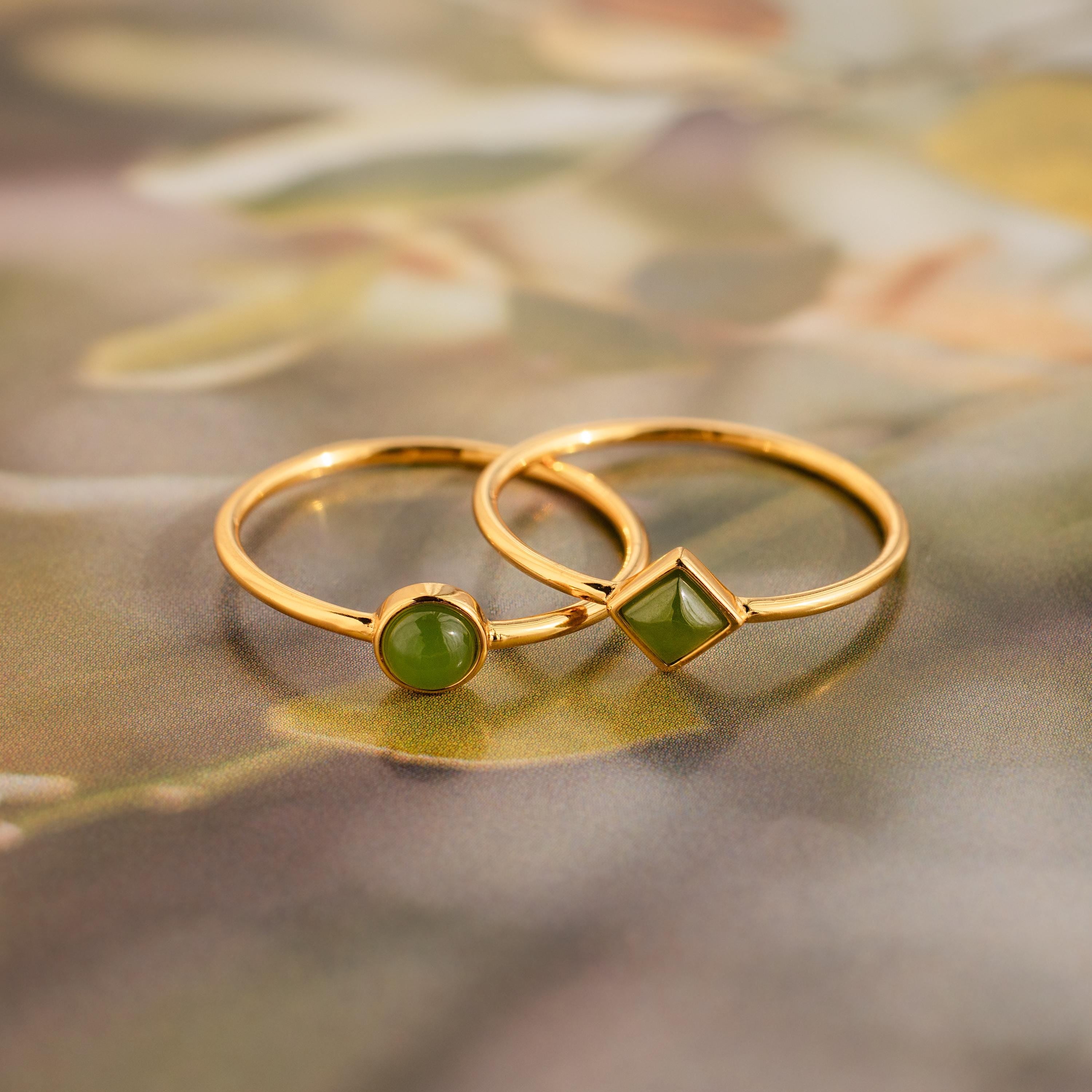 Dainty Jade Ring Set