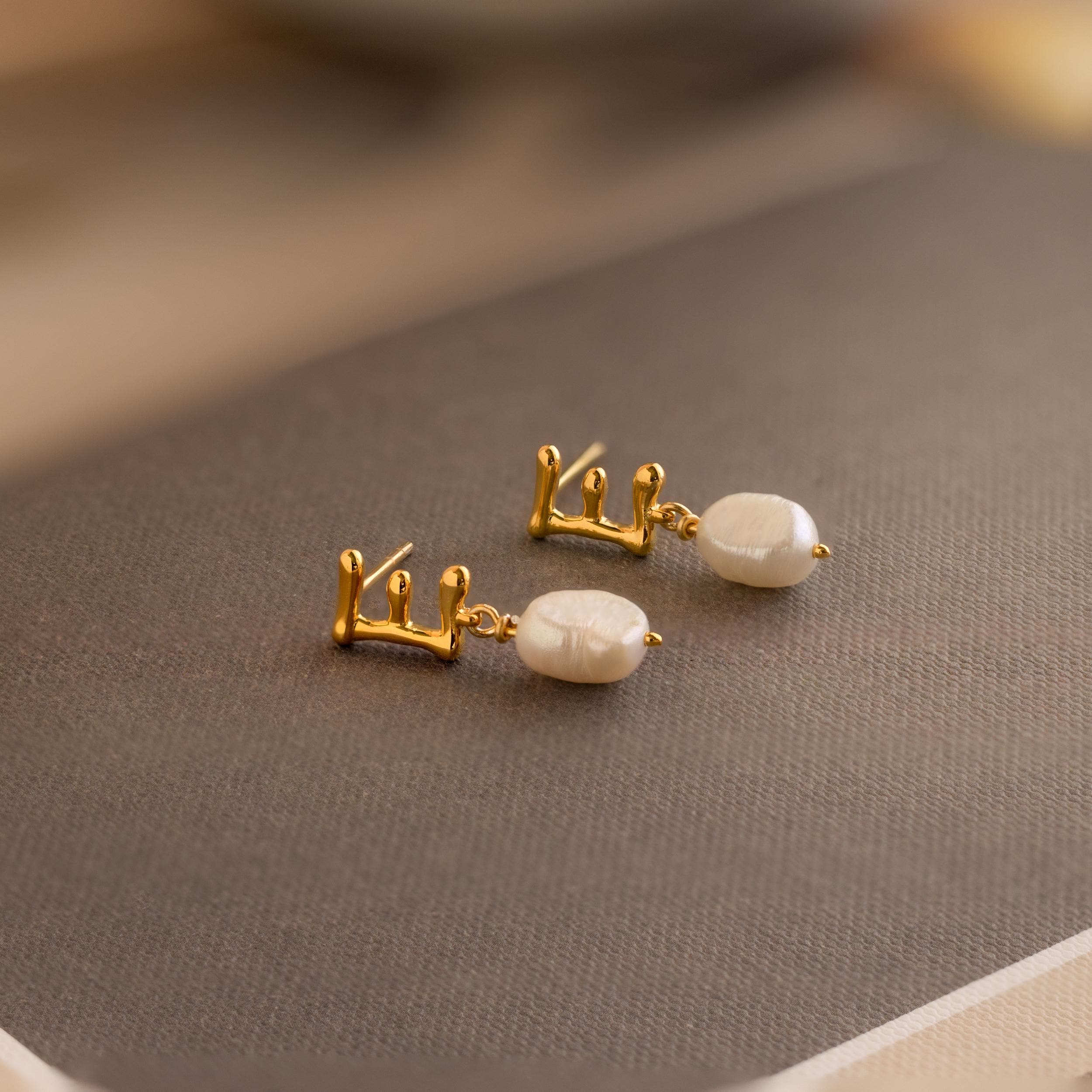 Initial Pearl Drop Studs