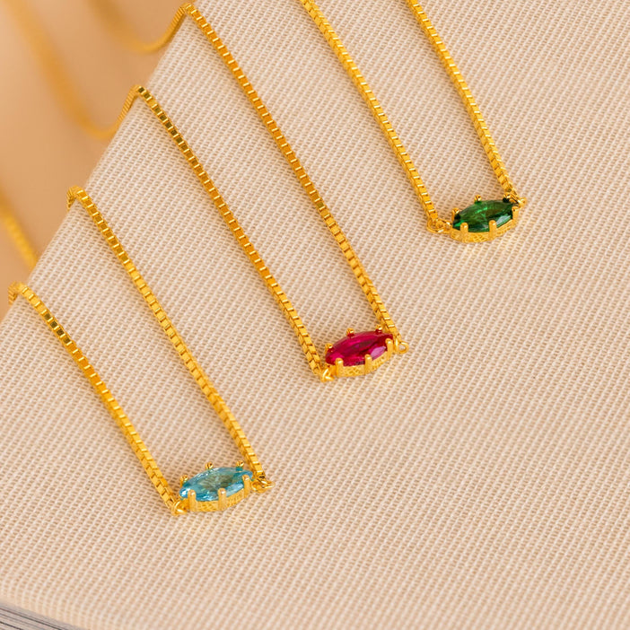 Dainty Marquise Birthstone Necklace