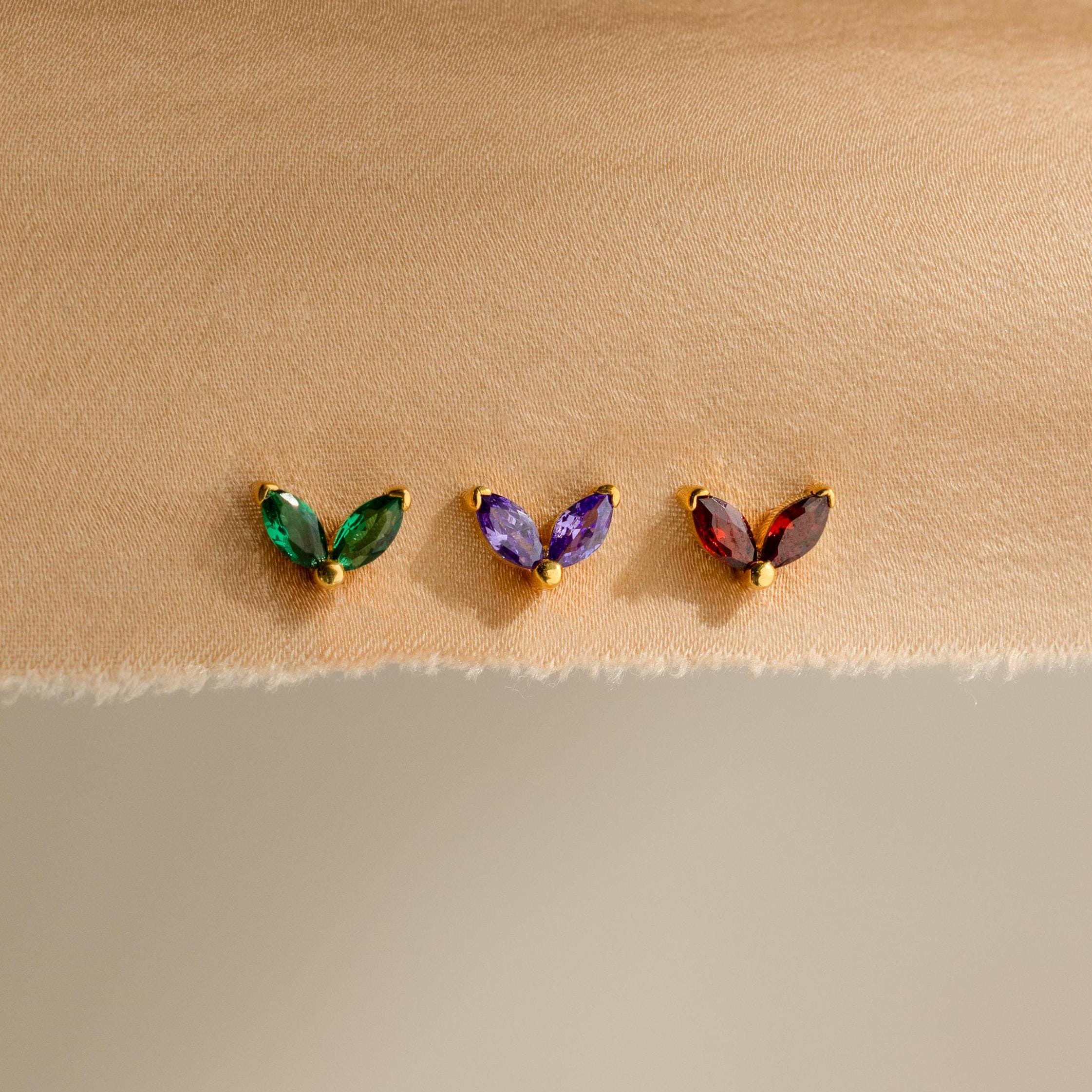 Marquise Petal Birthstone Studs