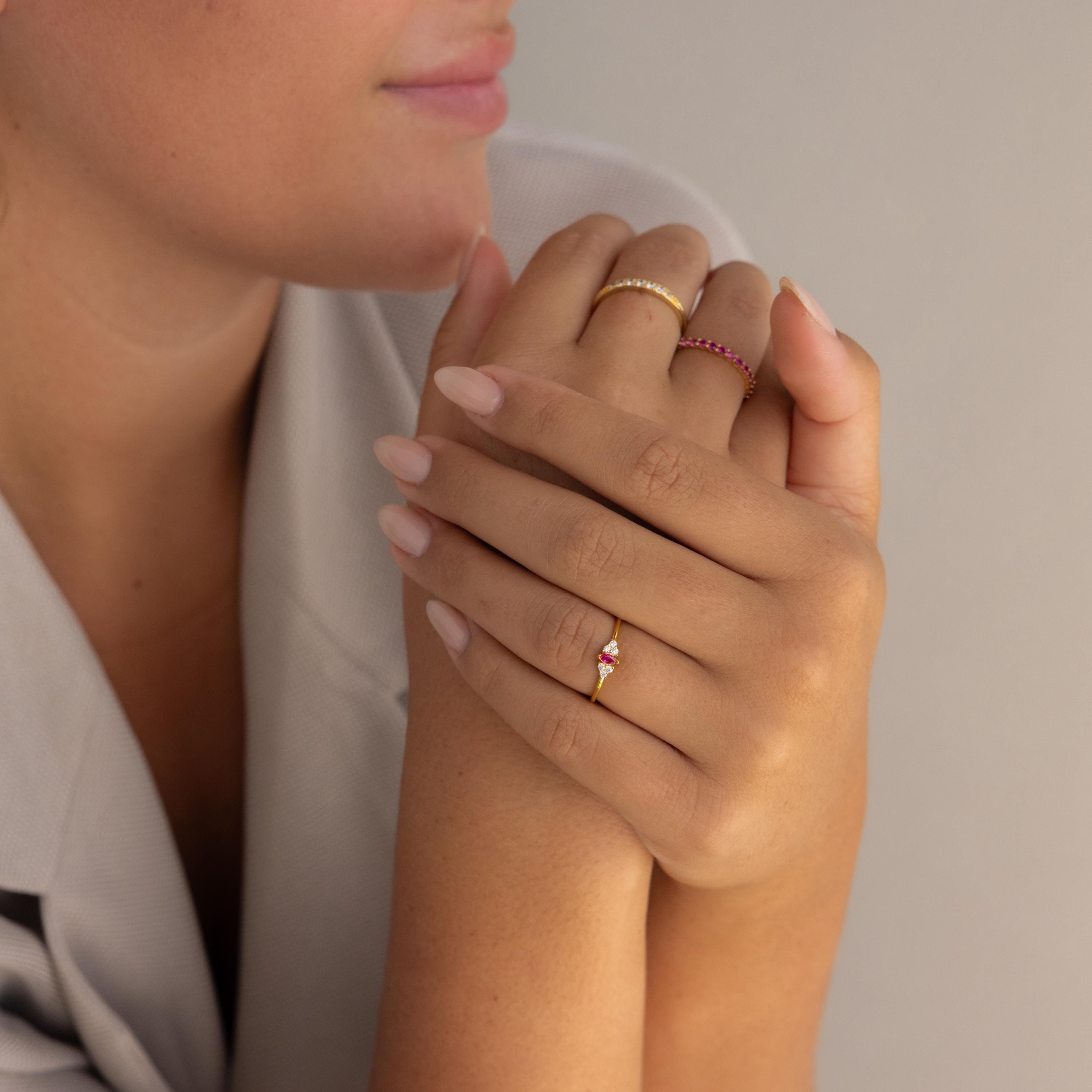 Tiny Marquise Birthstone Ring