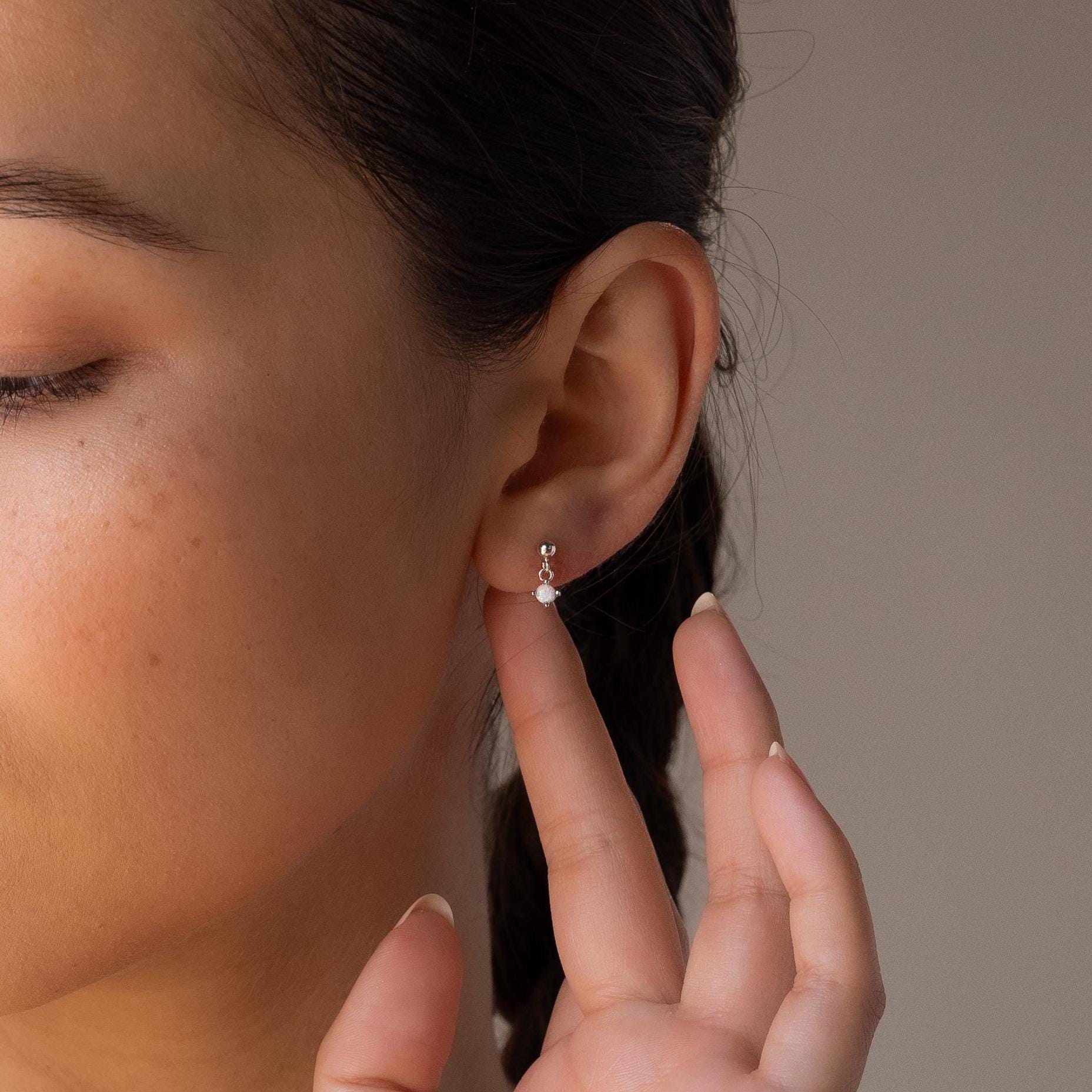 Dainty Opal Drop Studs