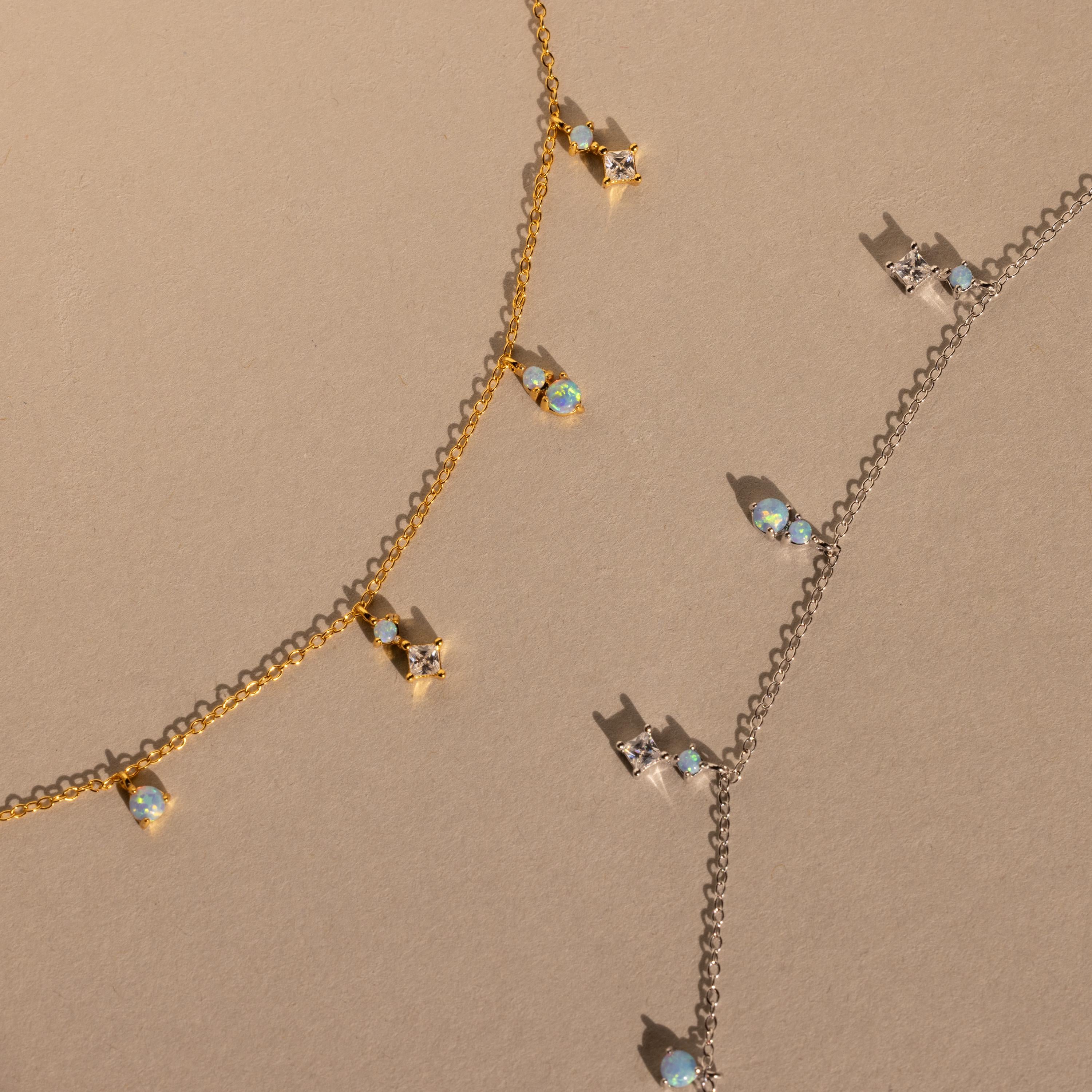 Opal Diamond Station Necklace