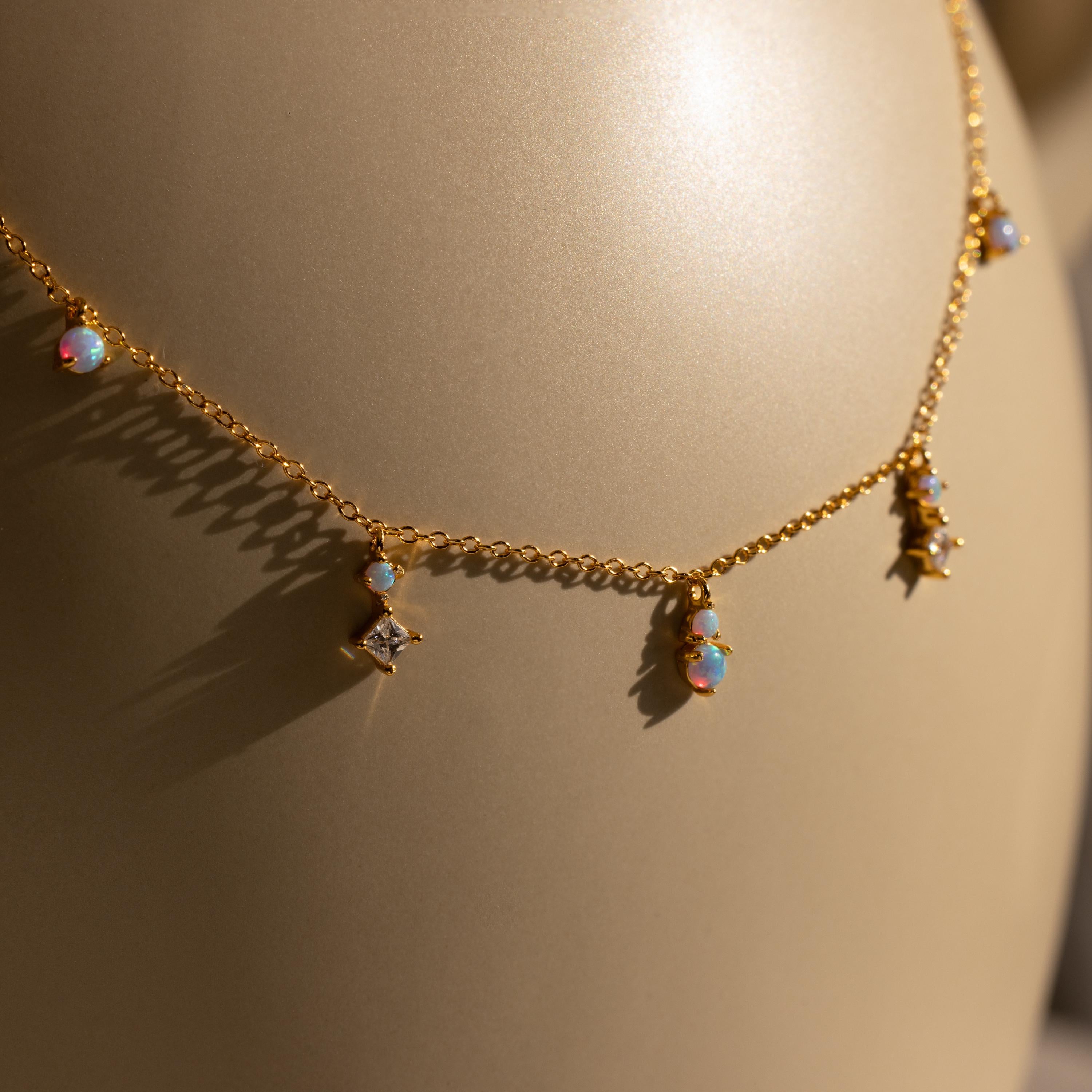 Opal Diamond Station Necklace