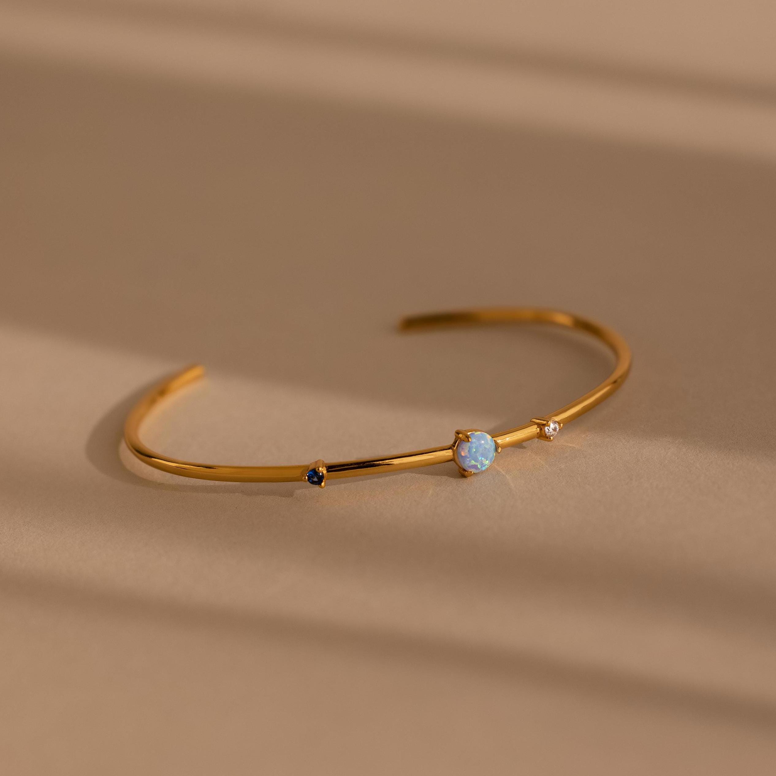 Opal & Diamond Cuff Bracelet