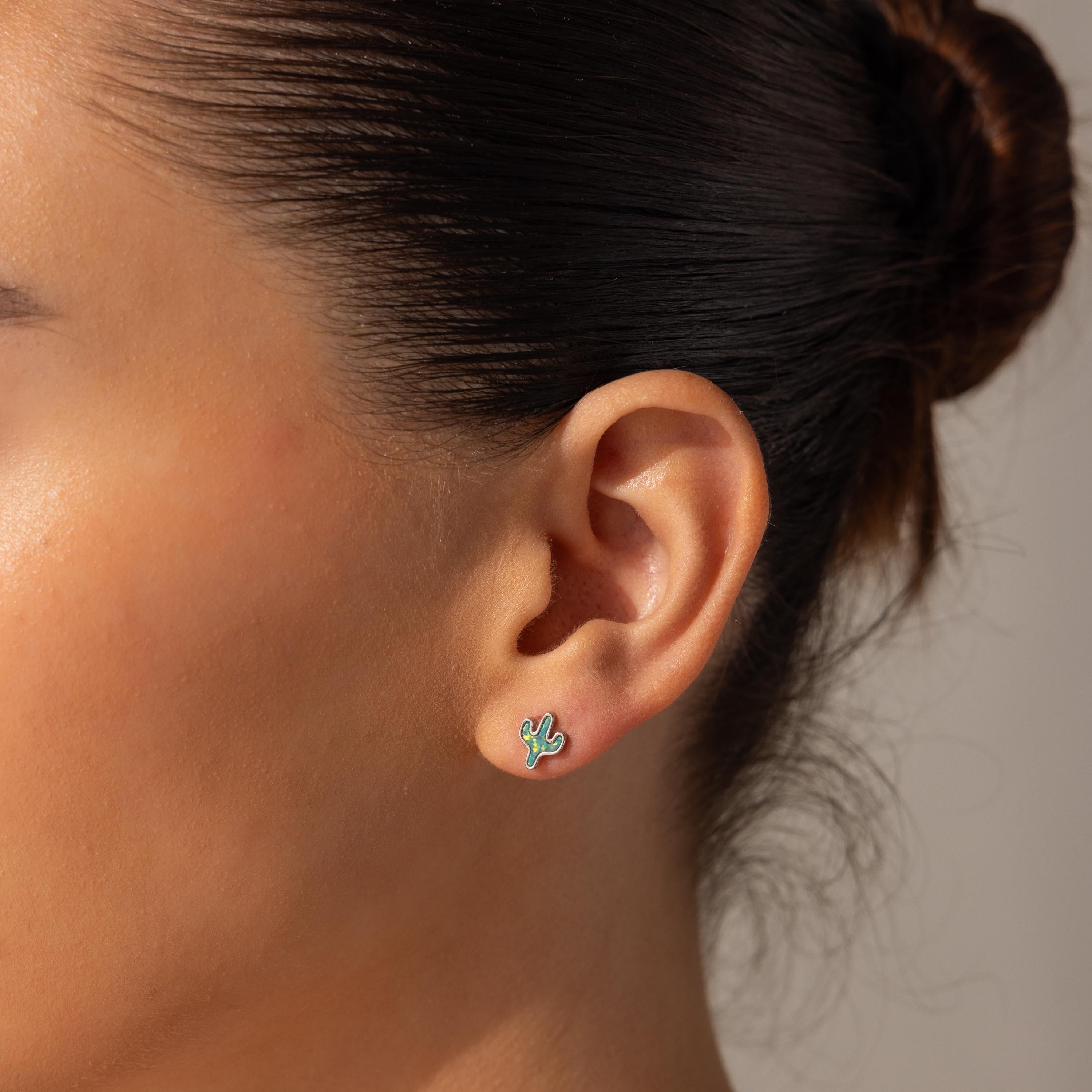 Opal Cactus Studs