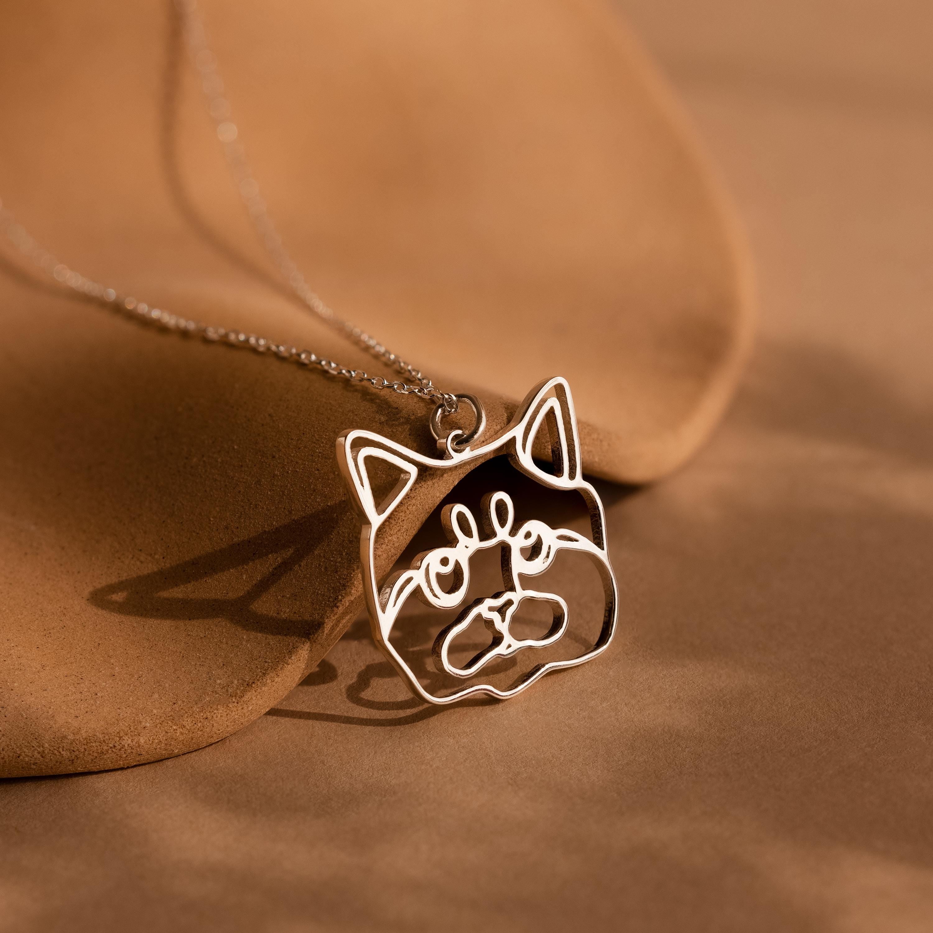 Custom Pet Line Art Necklace