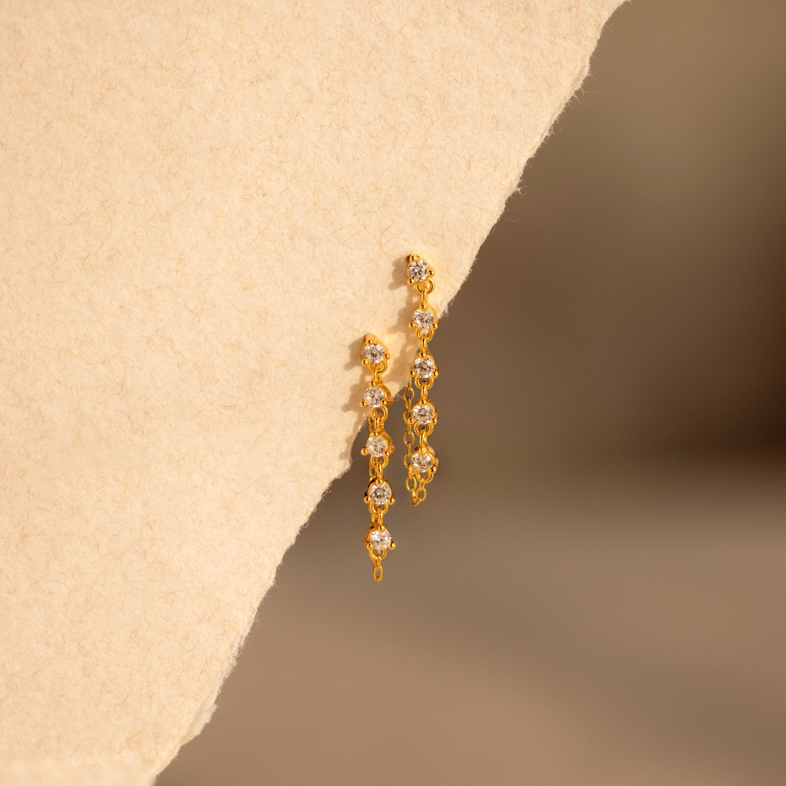 Diamond Chain Drop Earrings