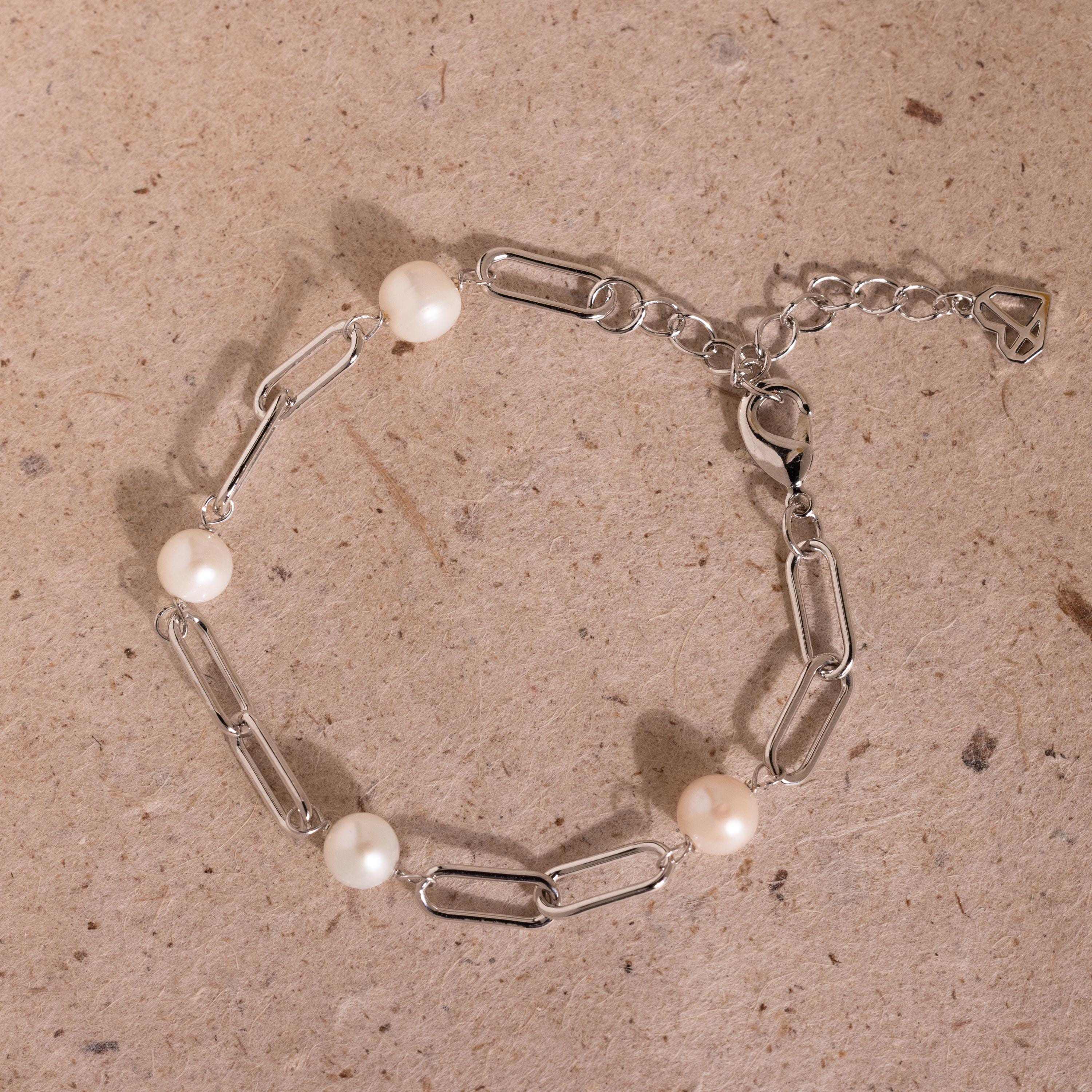 Pearl Station Paperclip Bracelet