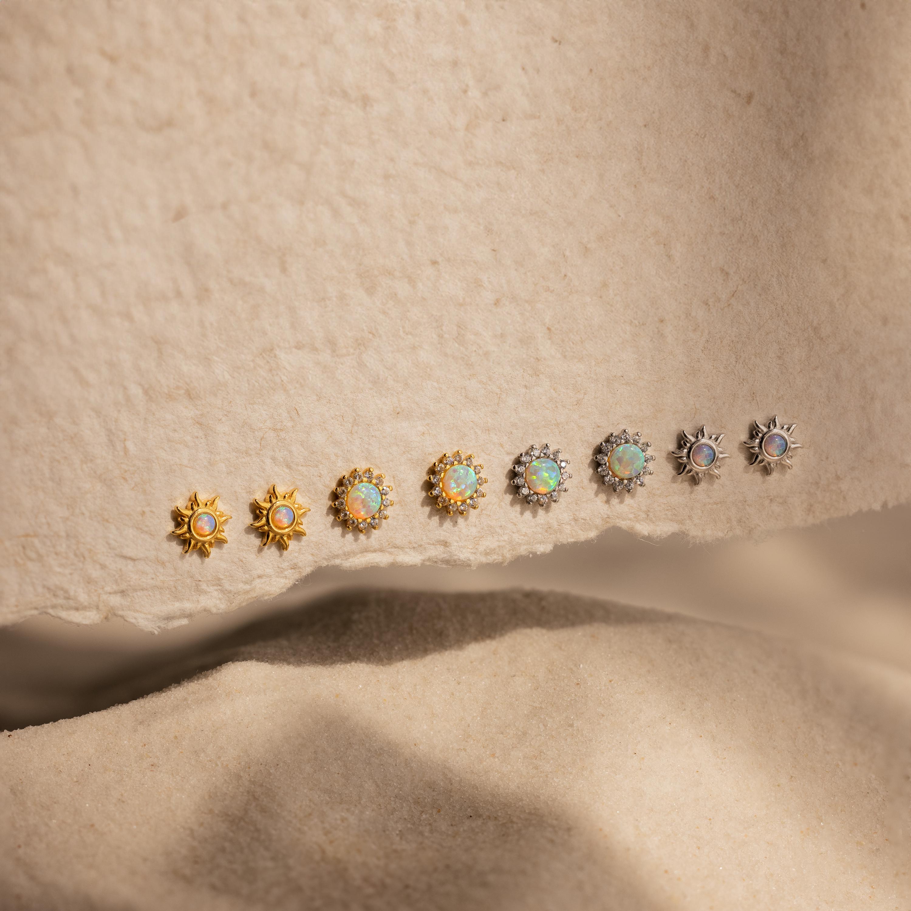 Pave Opal Moon Studs