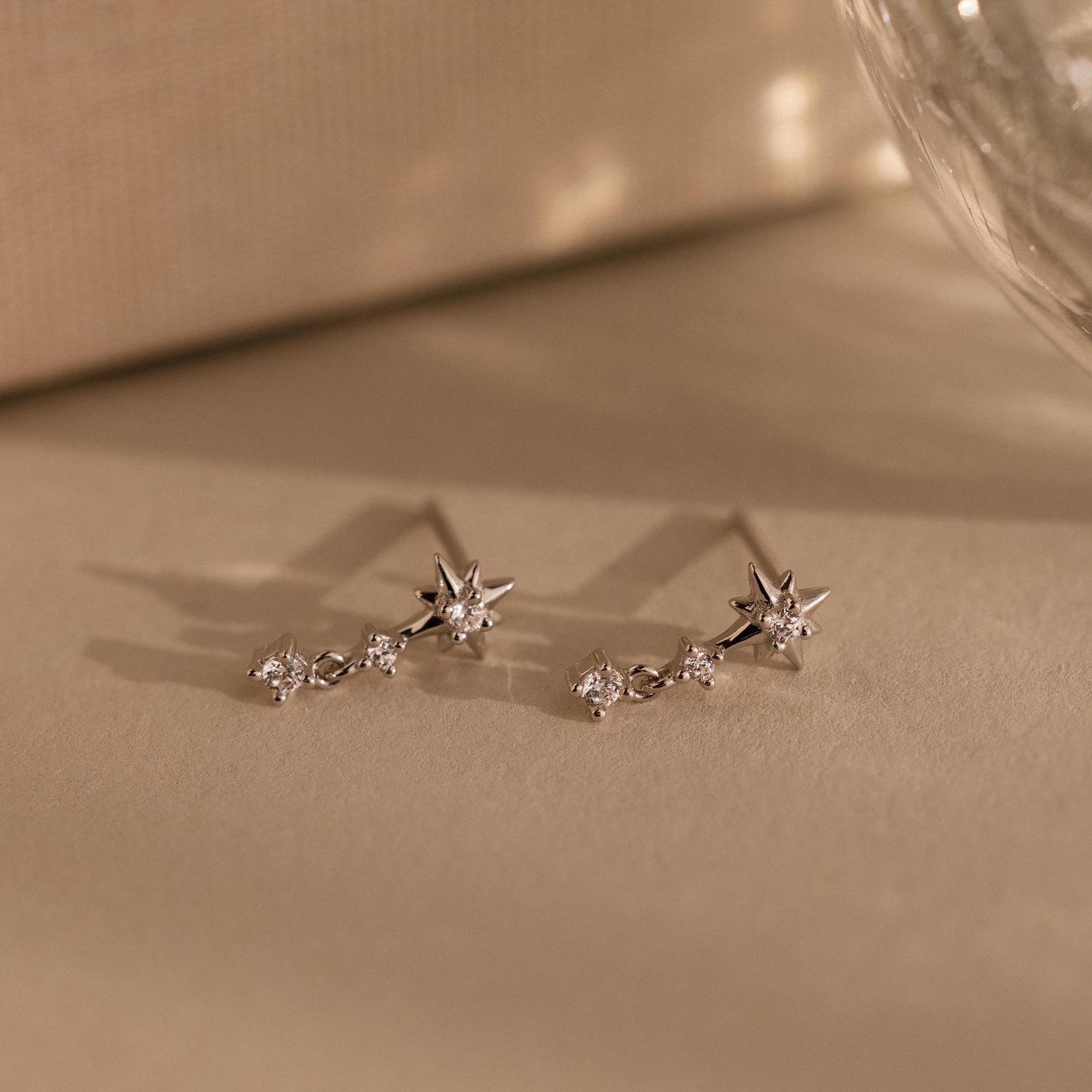 Diamond Starburst Drop Studs