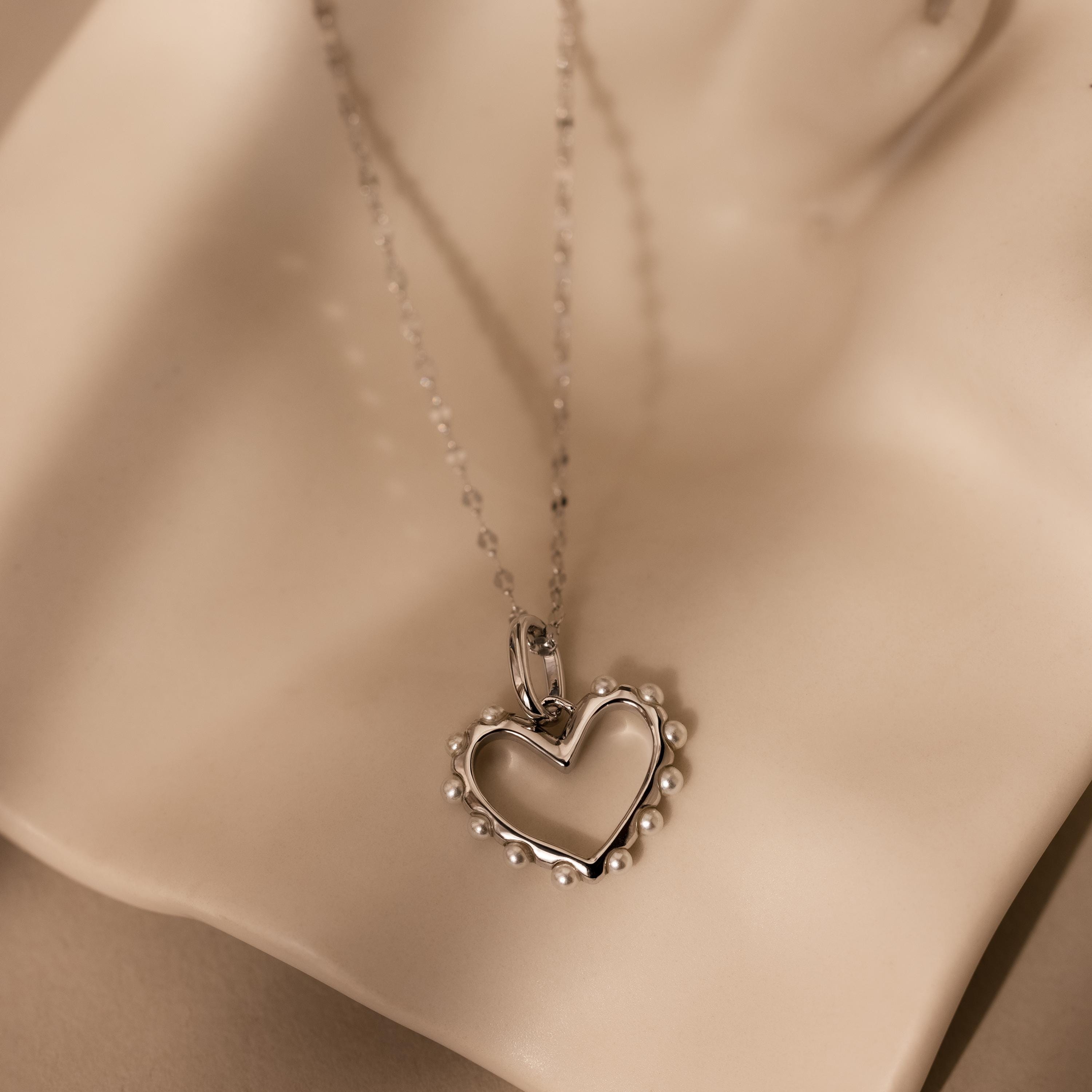 Classic Pearl Heart Charm