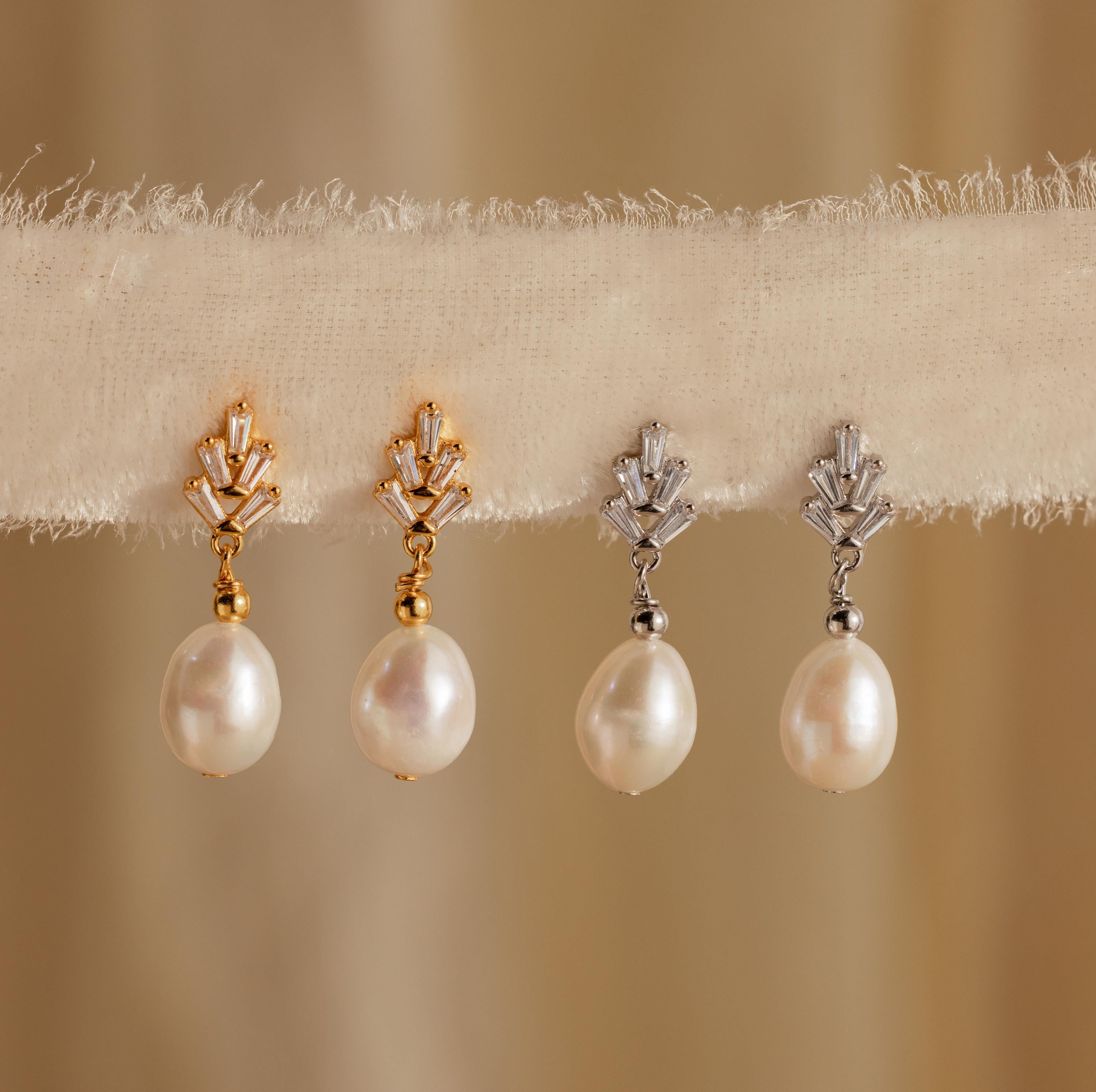 Pearl Diamond Drop Earrings