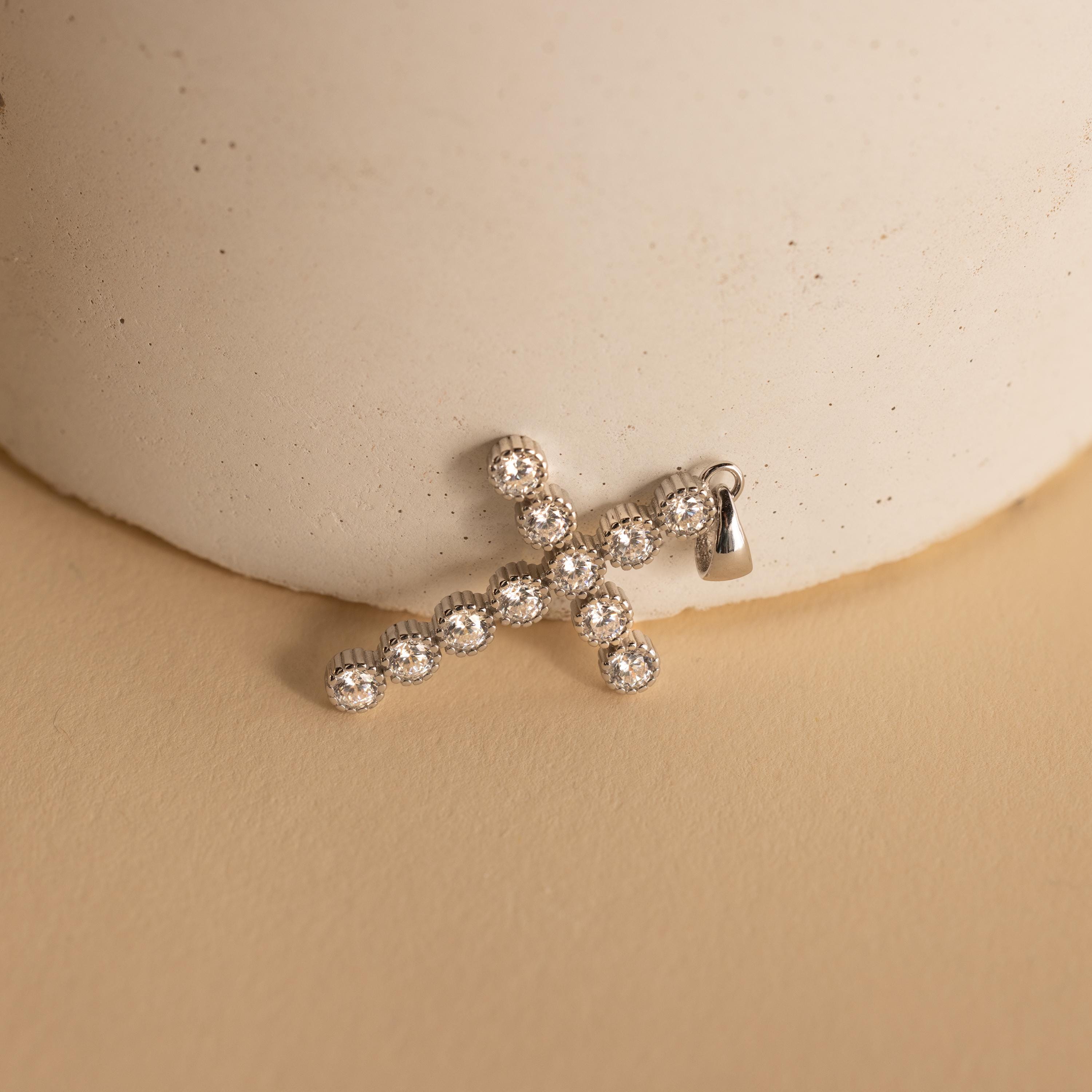 Pave Cross Charm