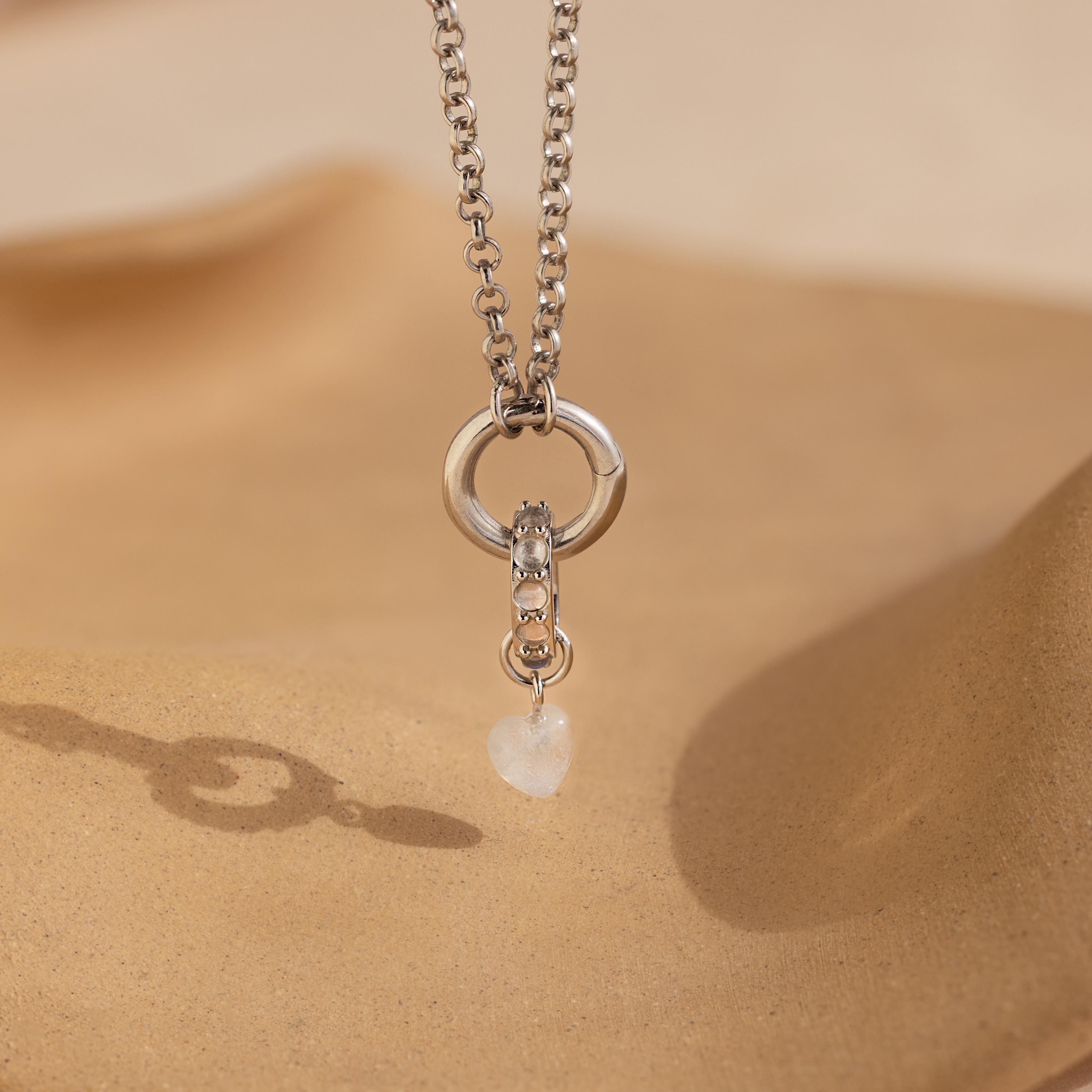 Moonstone Heart Charm