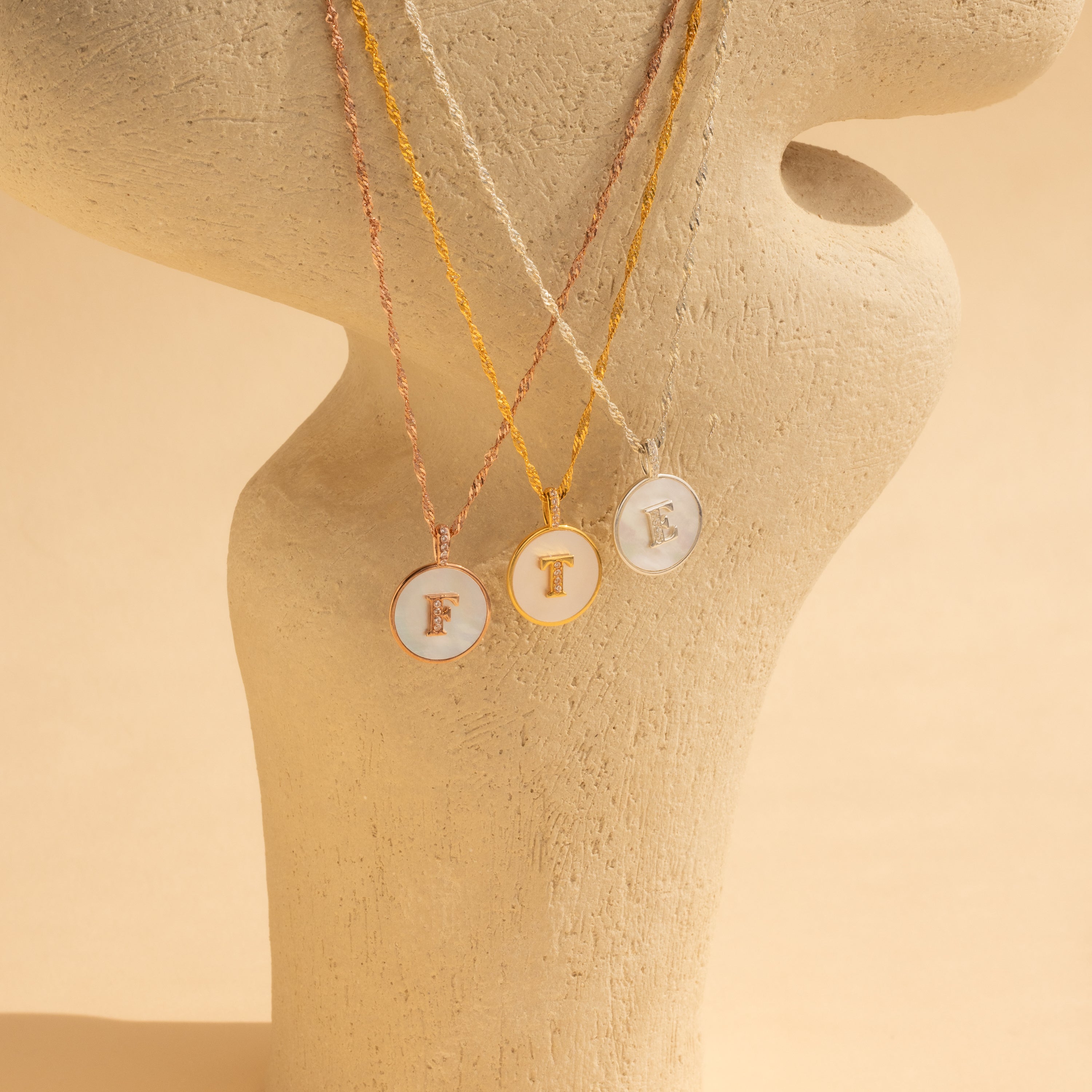 Pearl Initial Disc Necklace