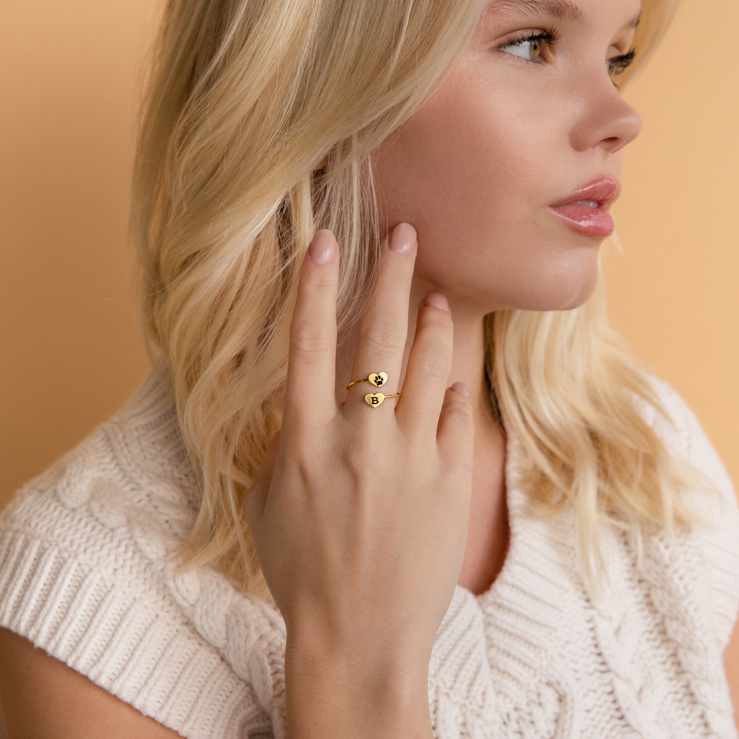 Paw Print Duo Heart Ring