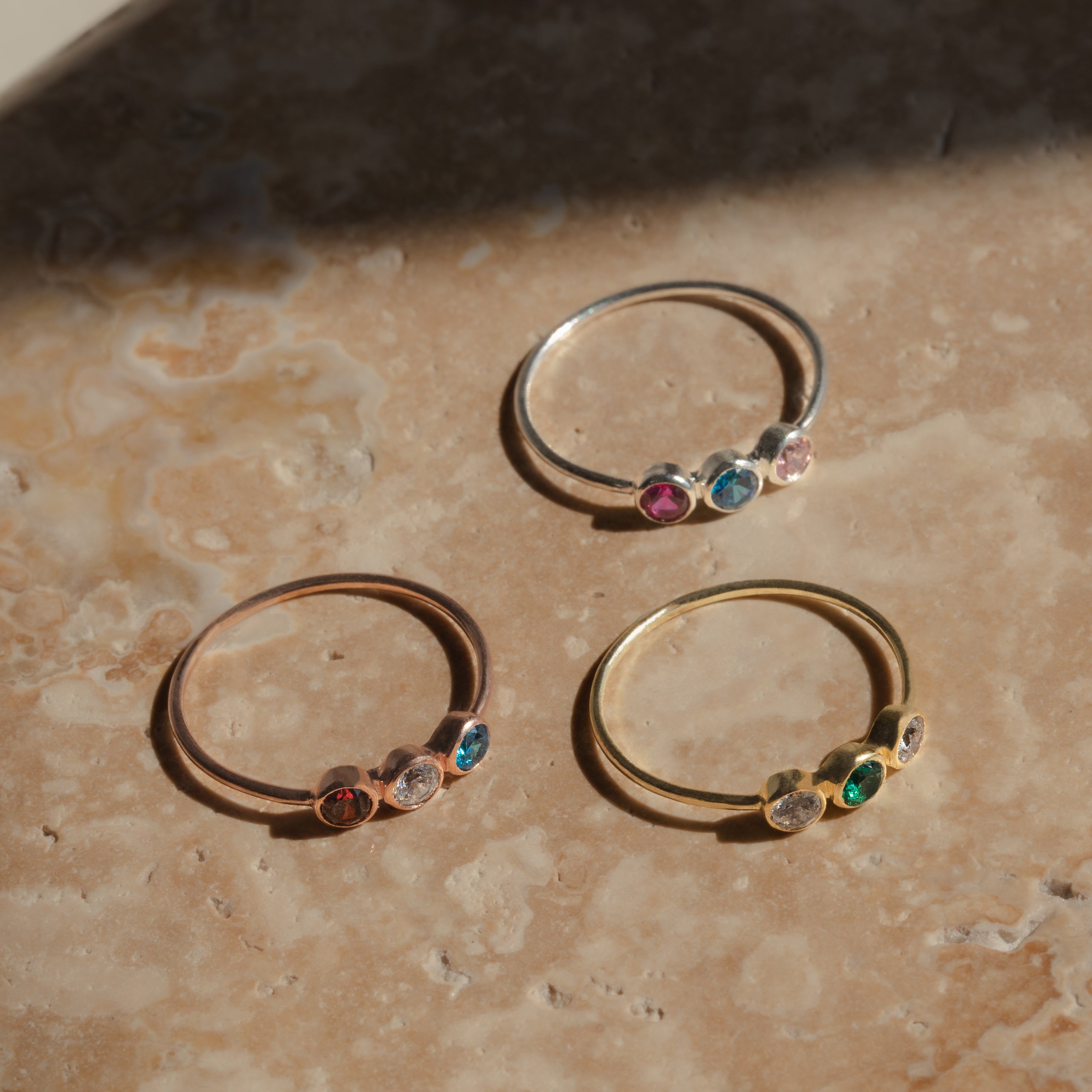 Triple Birthstone Ring