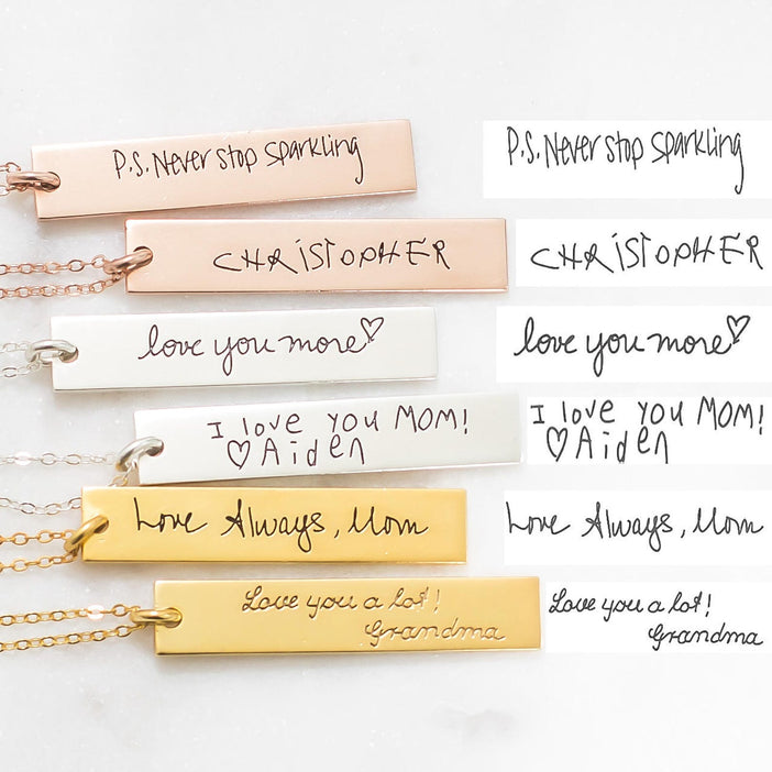 Vertical Handwriting Bar Necklace