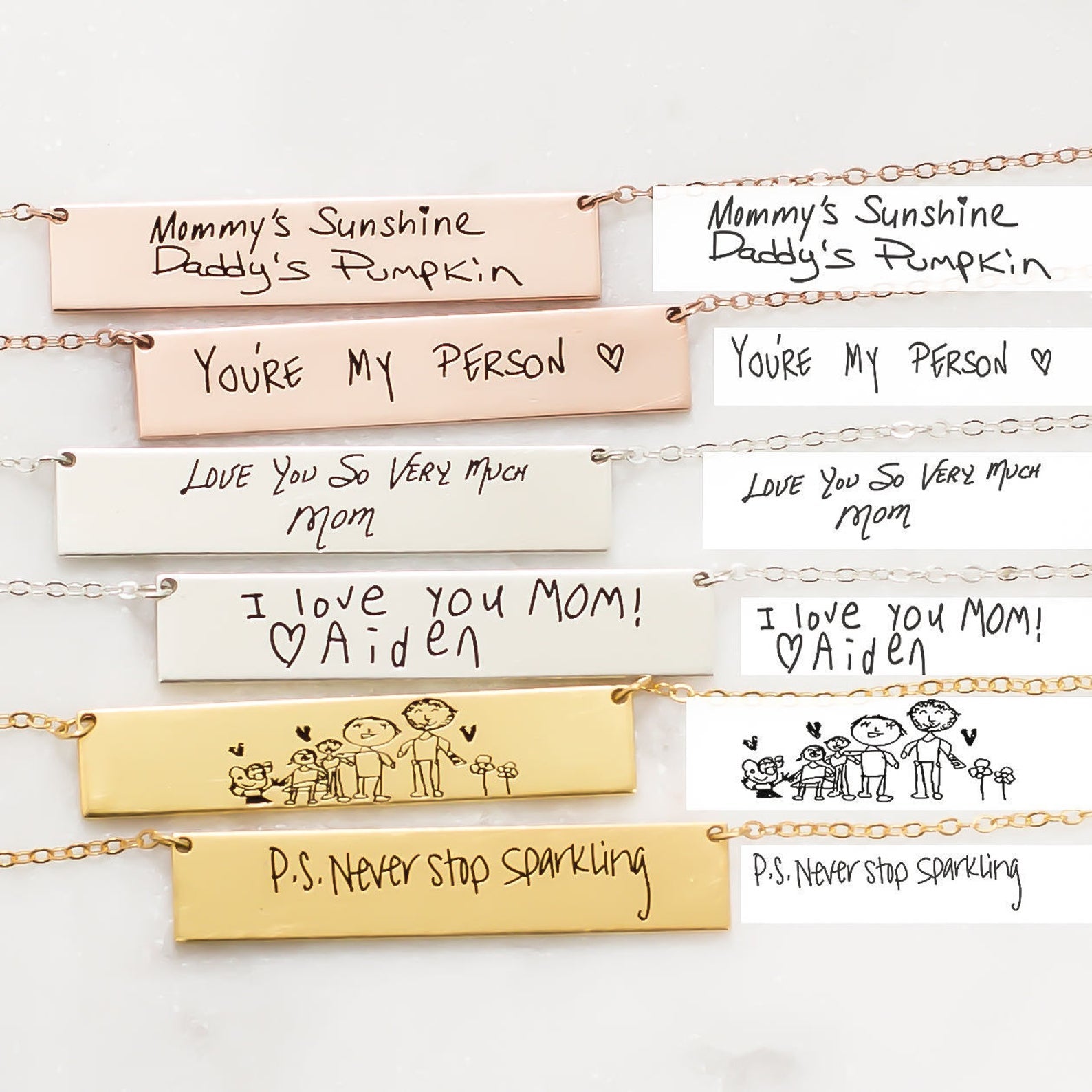 Handwriting Bar Necklace