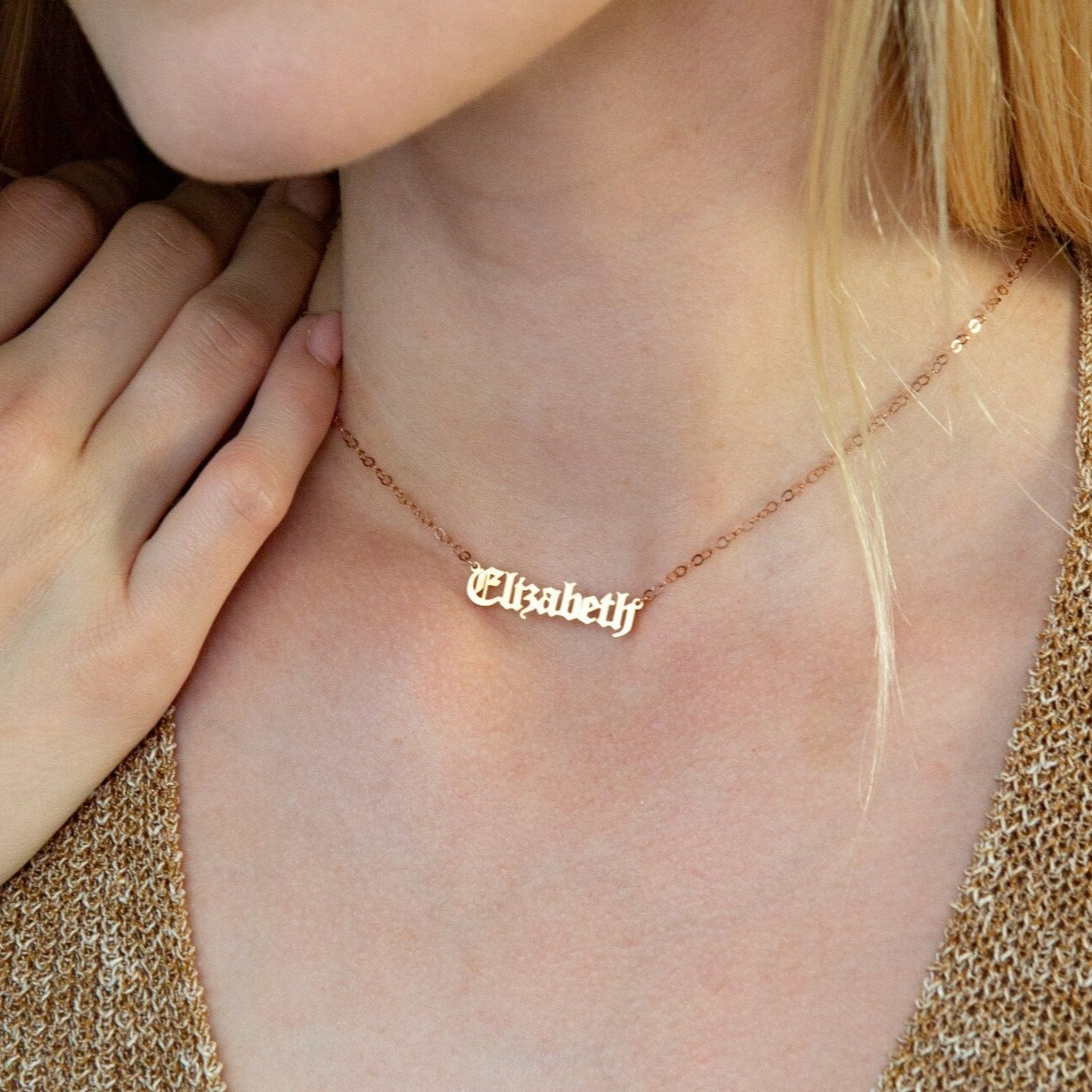 Old English Name Necklace