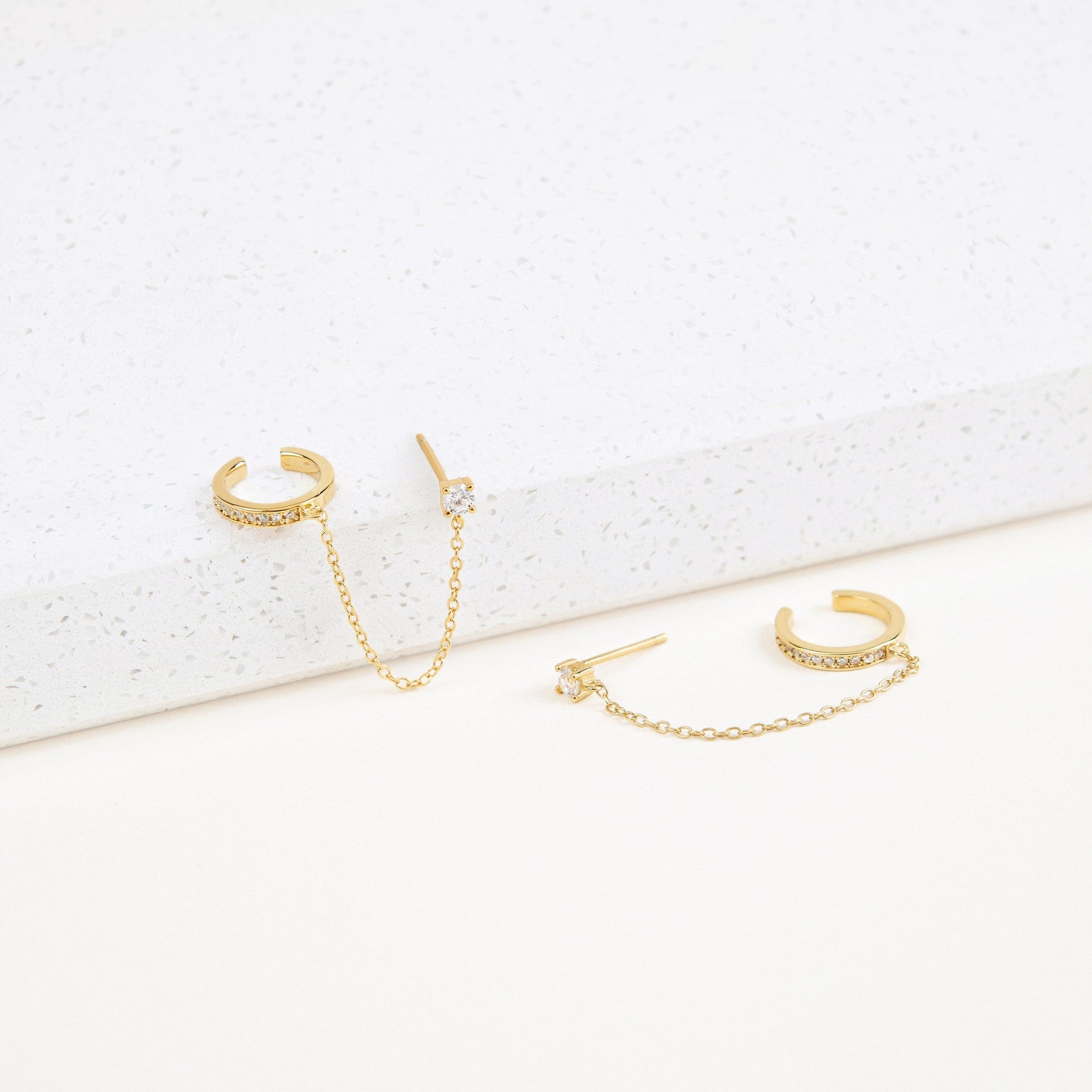 Pave Chain Ear Cuffs