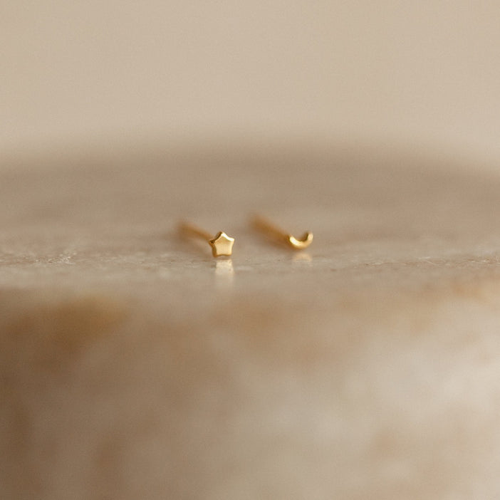 Tiny Moon & Star Studs