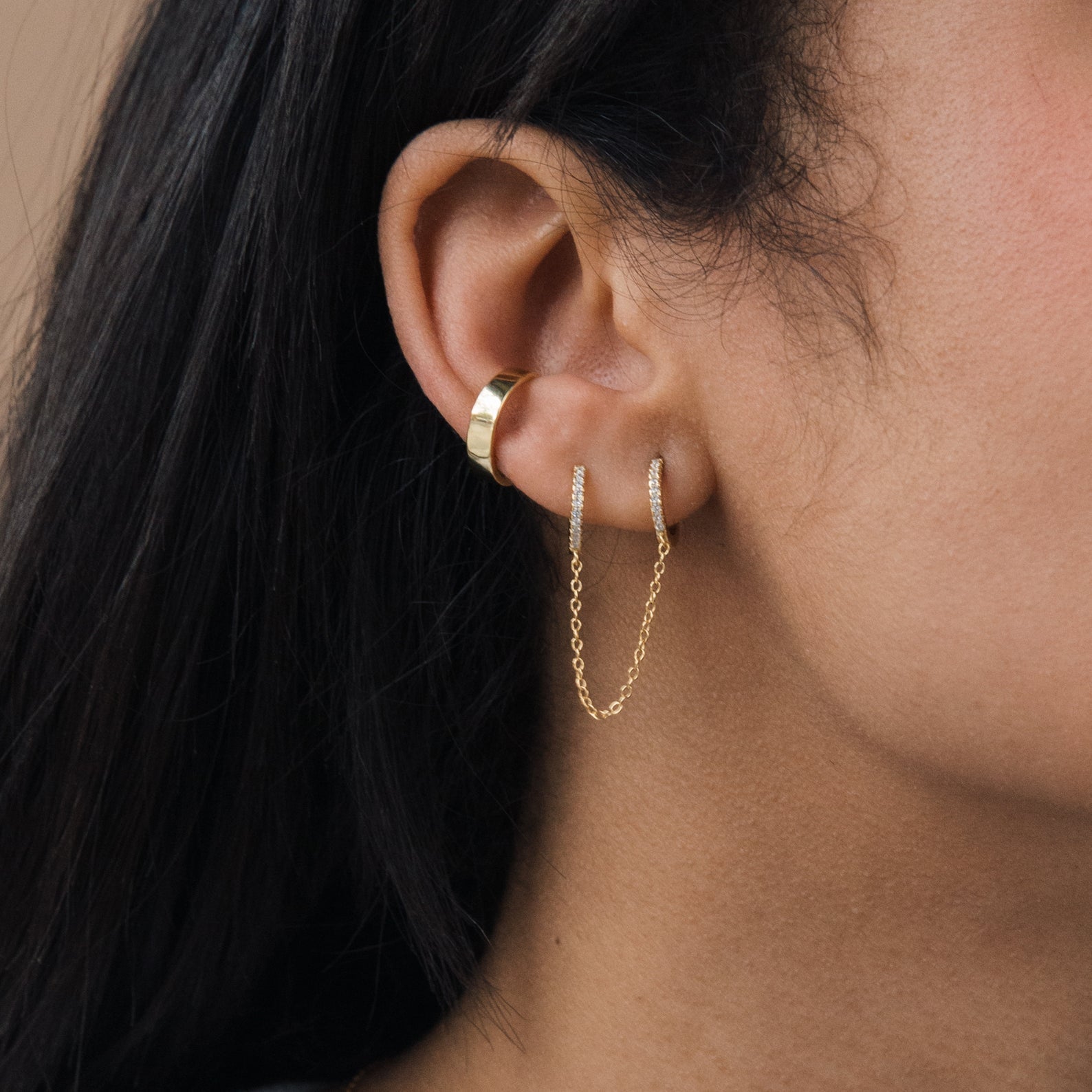 Pave Duo Chain Earrings