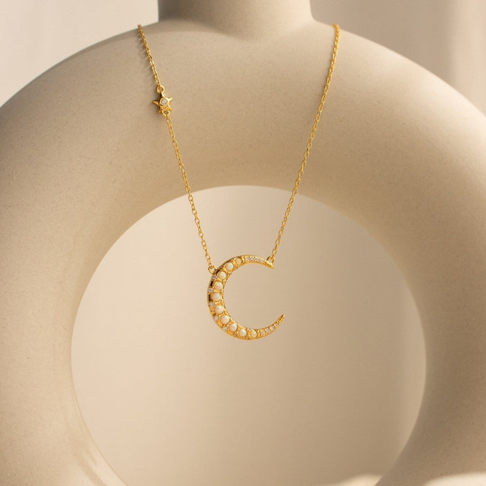 Opal Crescent Moon Necklace