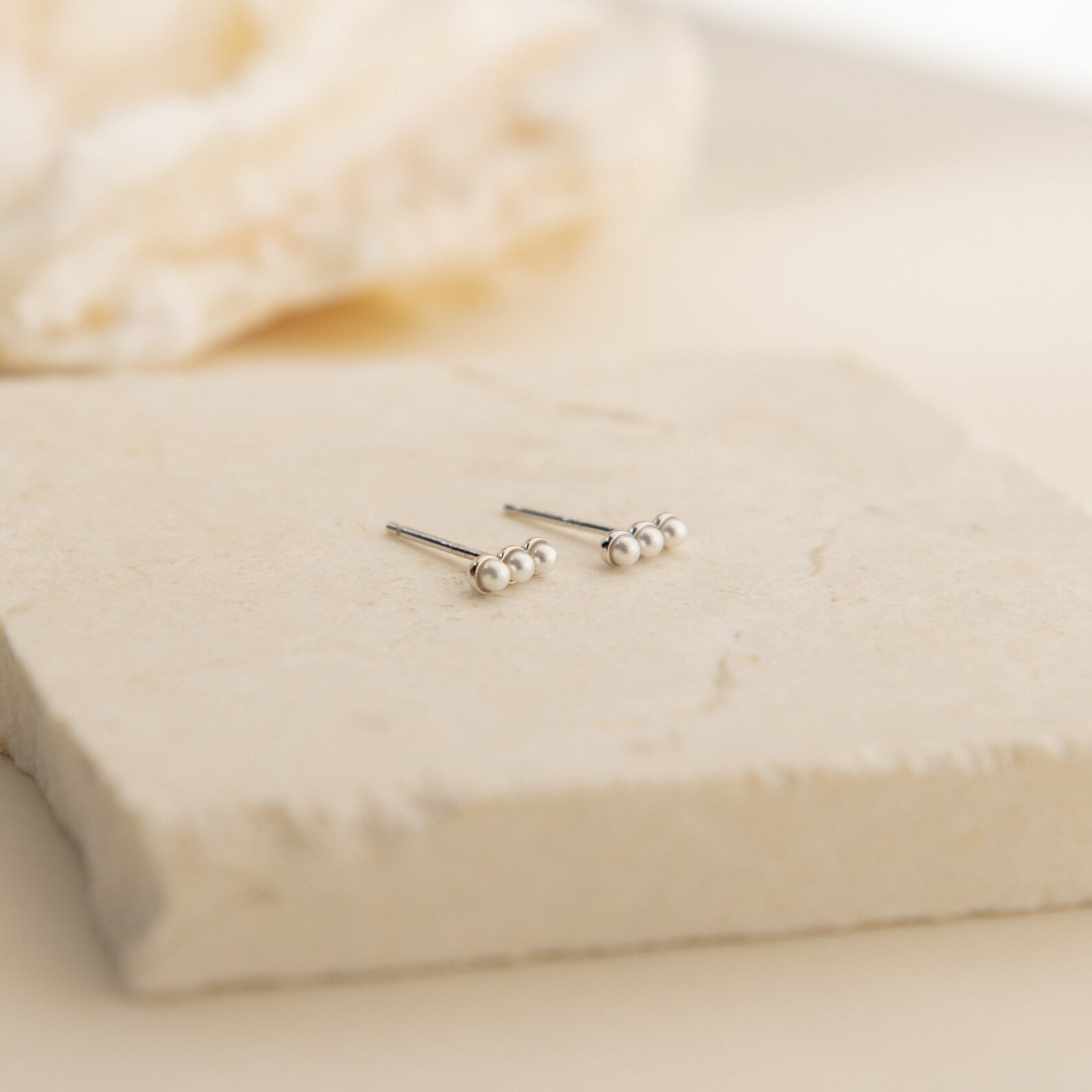 Tiny Pearl Bar Studs