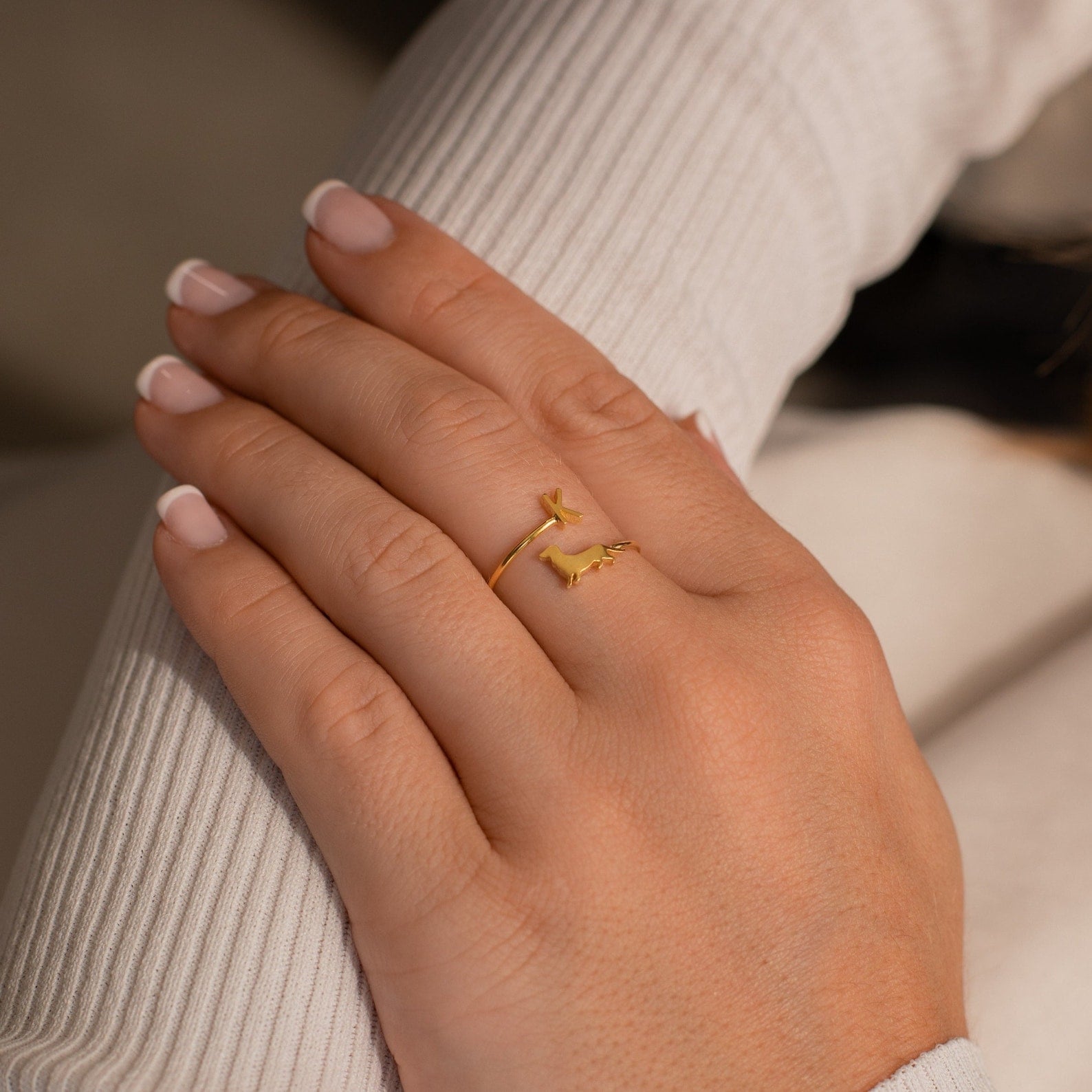 Duo Pet Initial Wrap Ring