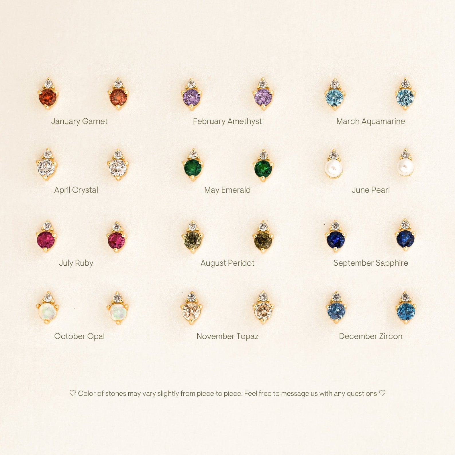 Raindrop Birthstone Studs